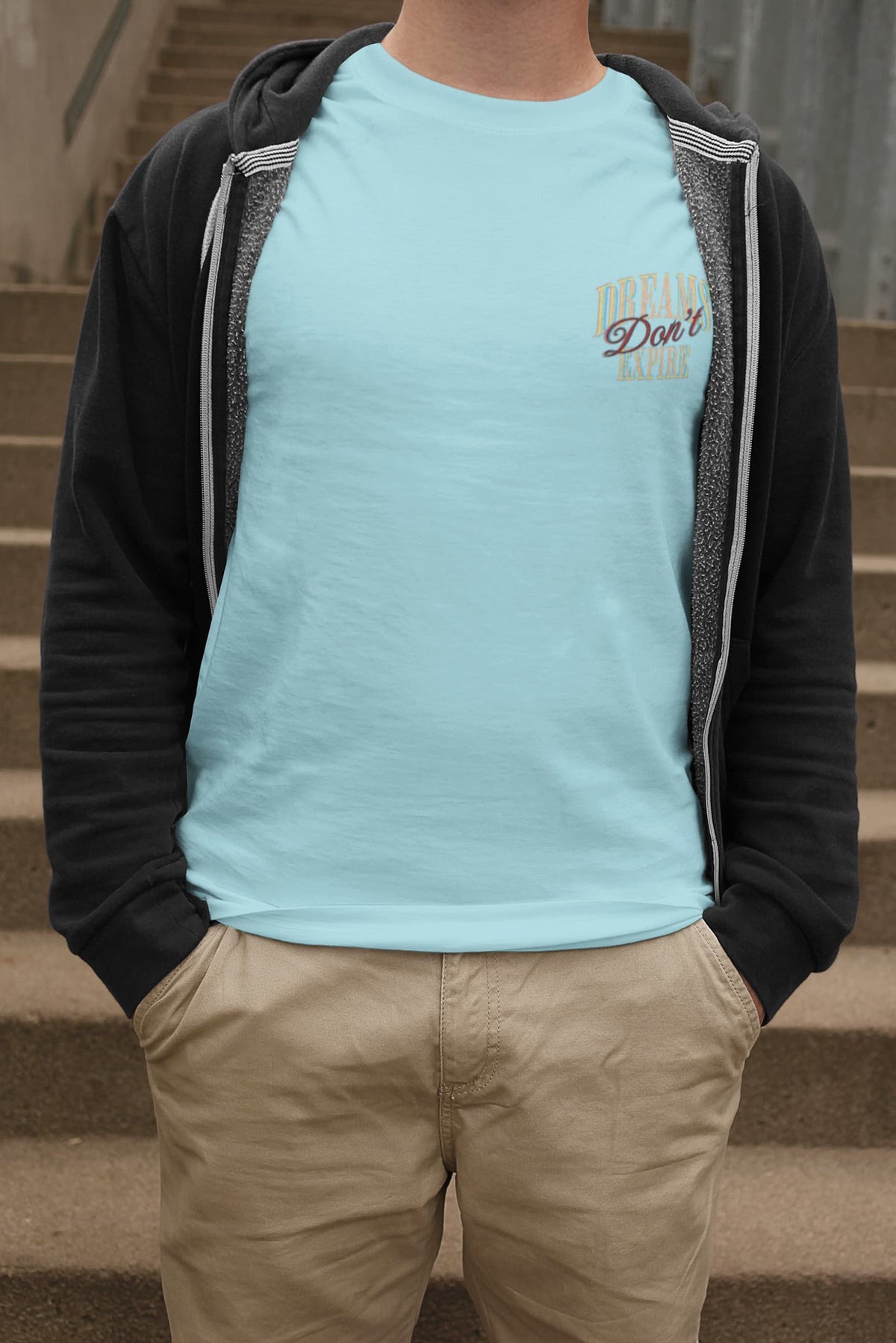 Men's Surf Blue Round Neck T-shirts