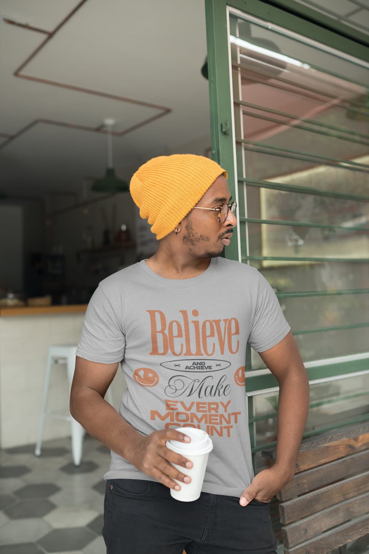 Men's Melange Grey Round Neck T-shirts