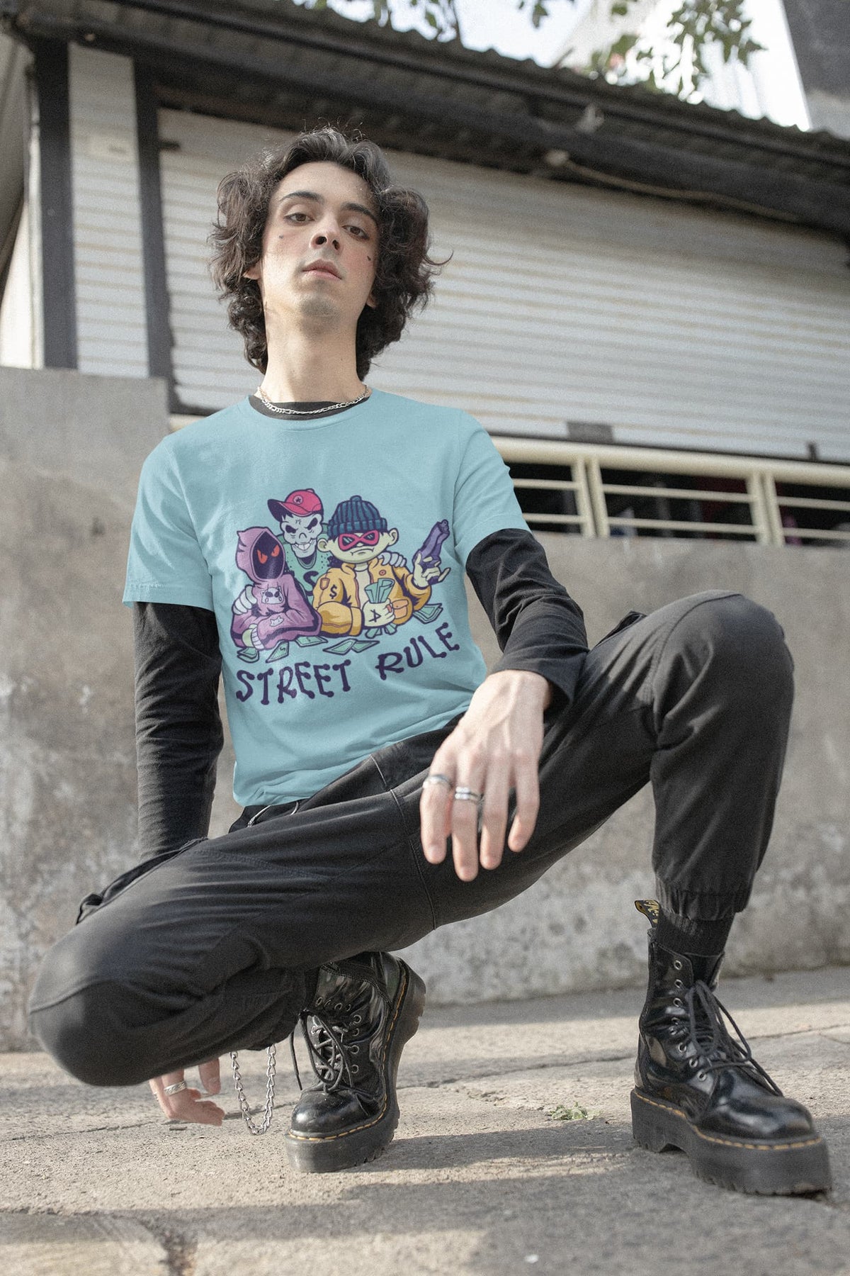Men's Surf Blue Round Neck T-shirts