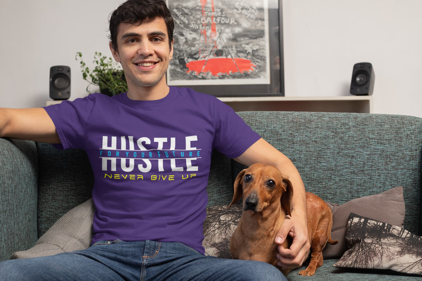 Men's Purple Round Neck T-shirts