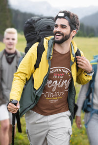 Men's Coffee Brown Round Neck T-shirt