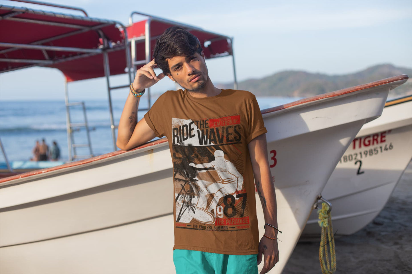 Men's Coffee Brown Round Neck T-shirt