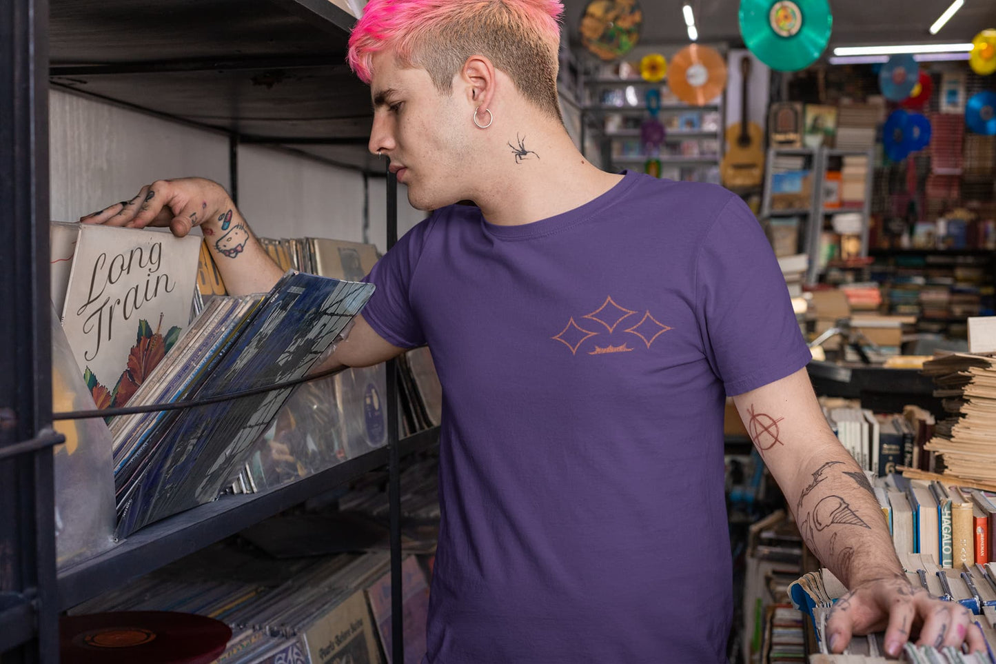 Men's Purple Round Neck T-shirt