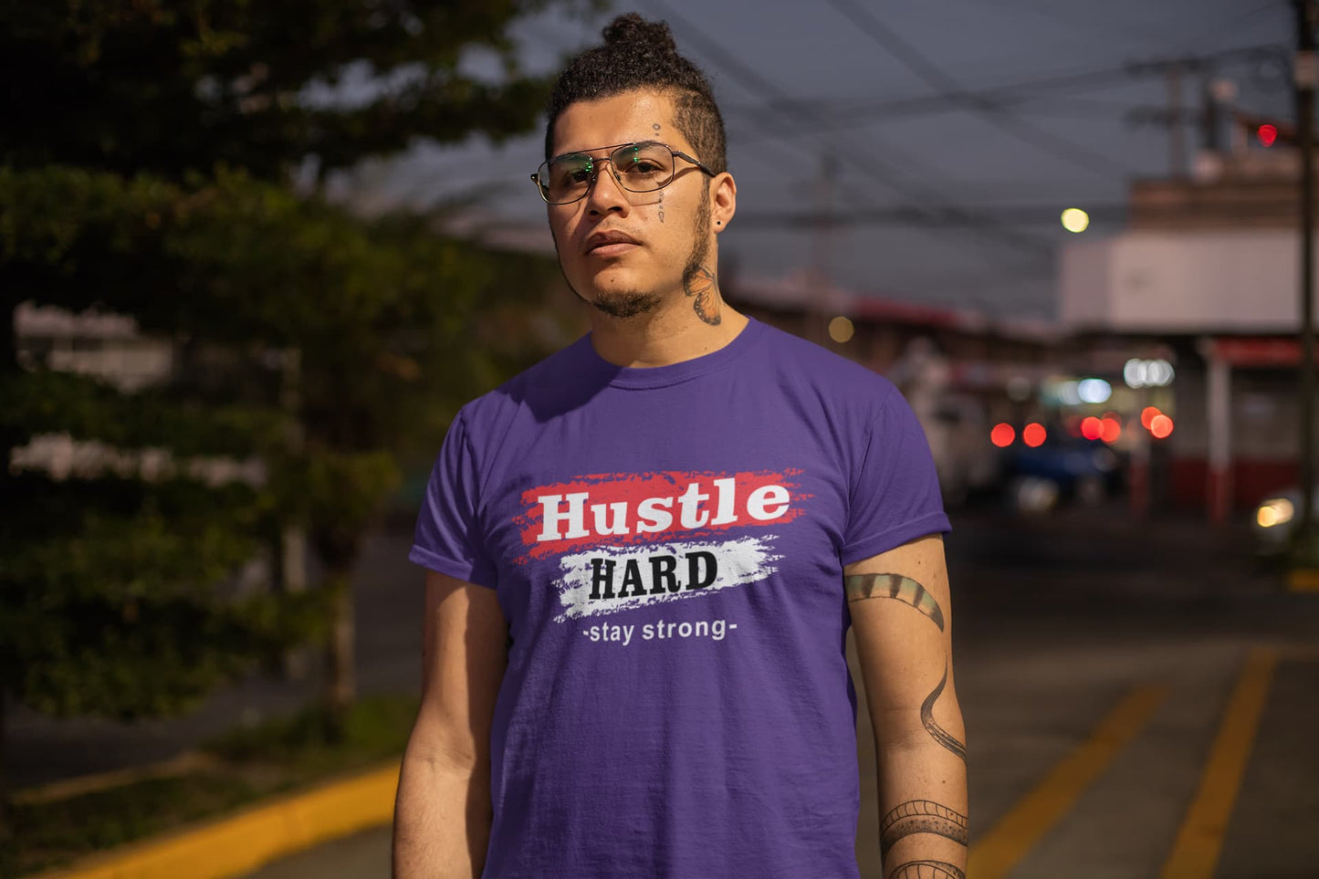 Men's Purple Round Neck T-shirts