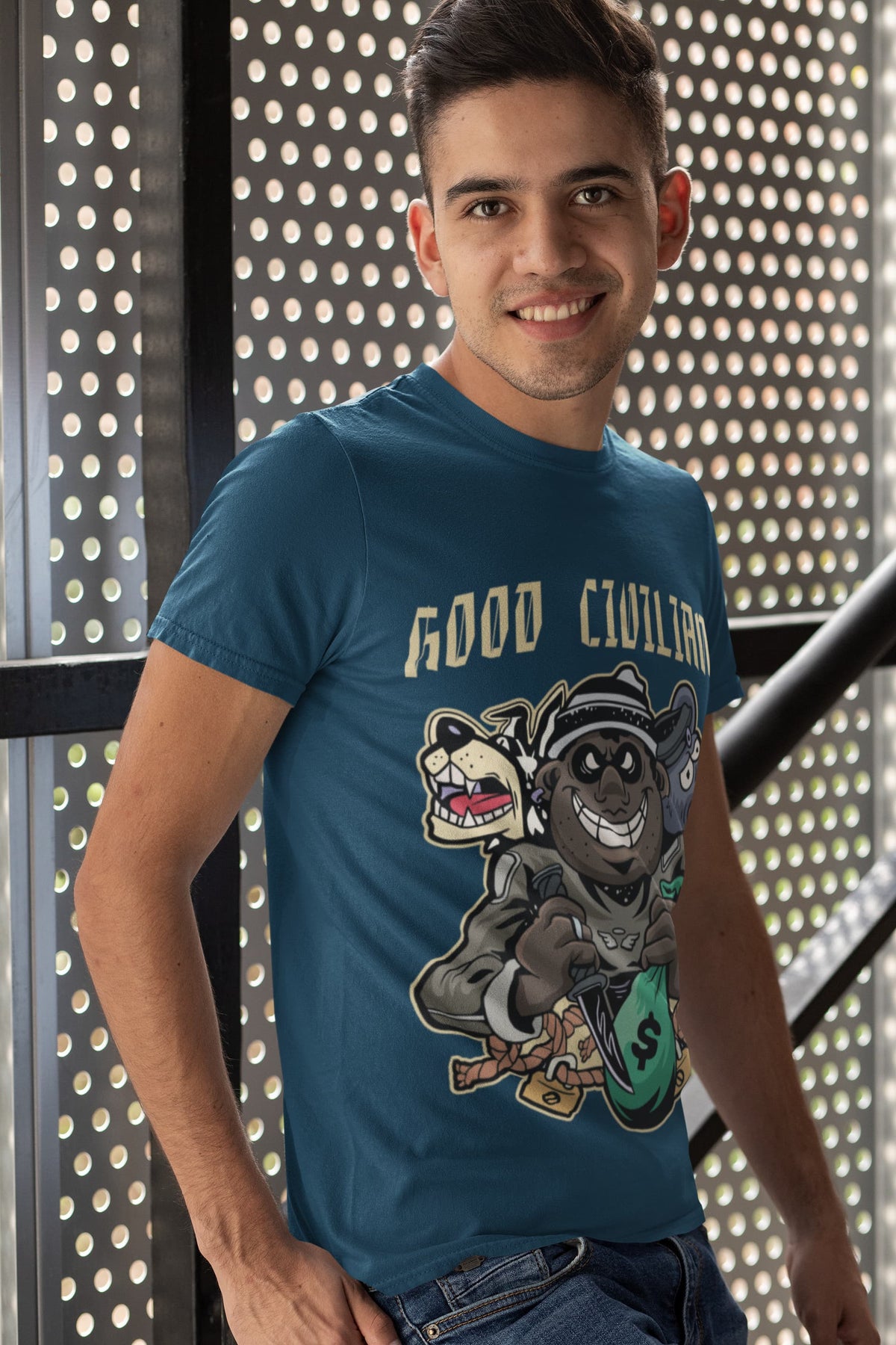 Men's Navy Blue Round Neck T-shirt