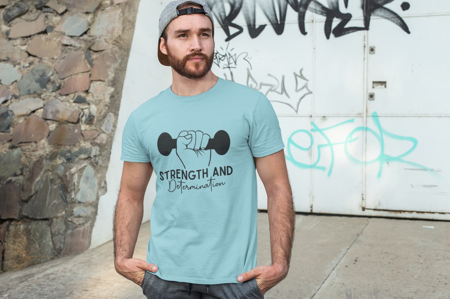 MENS SURF BLUE ROUNDNECK T-SHIRT