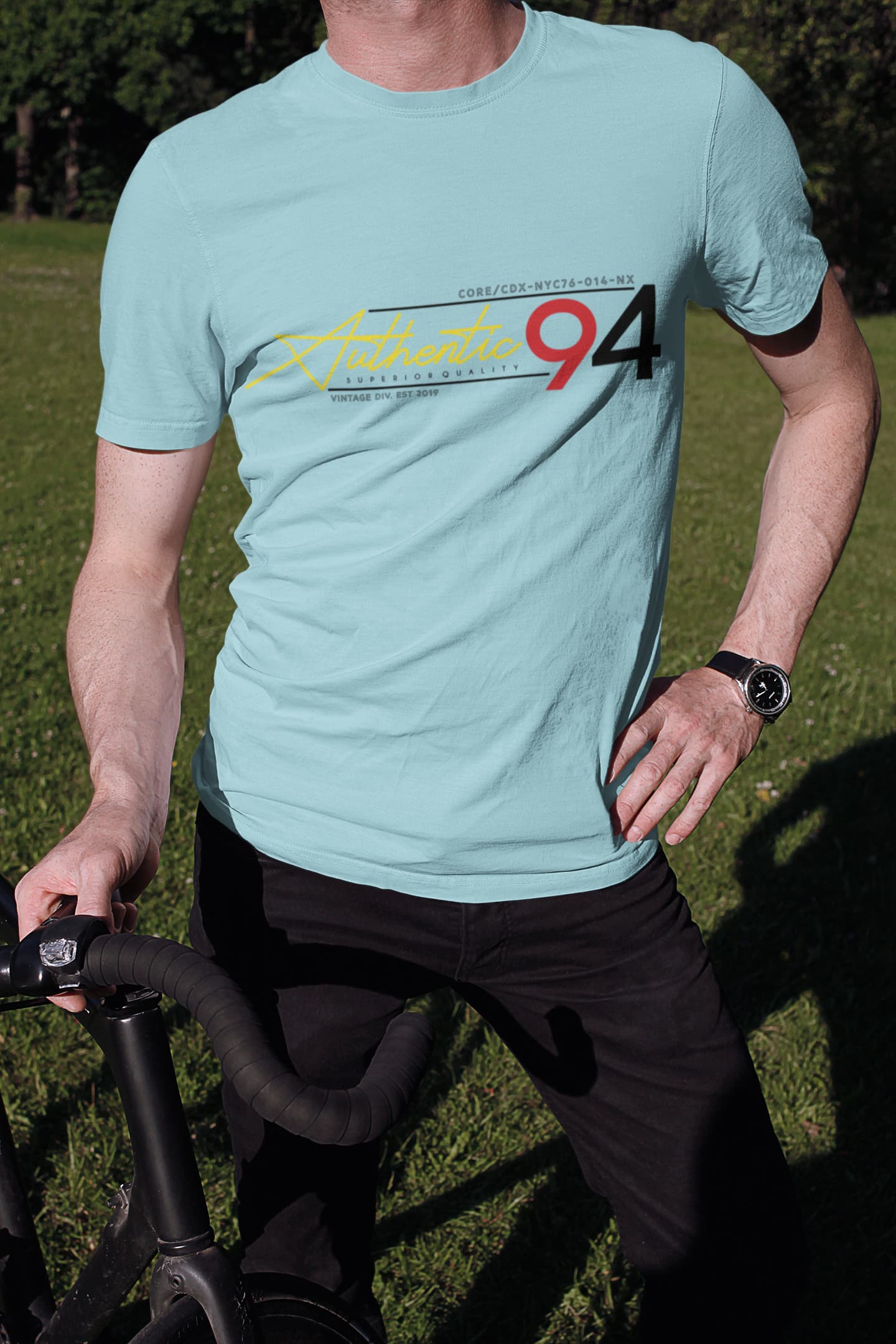 Men's Surf Blue Round Neck T-shirt