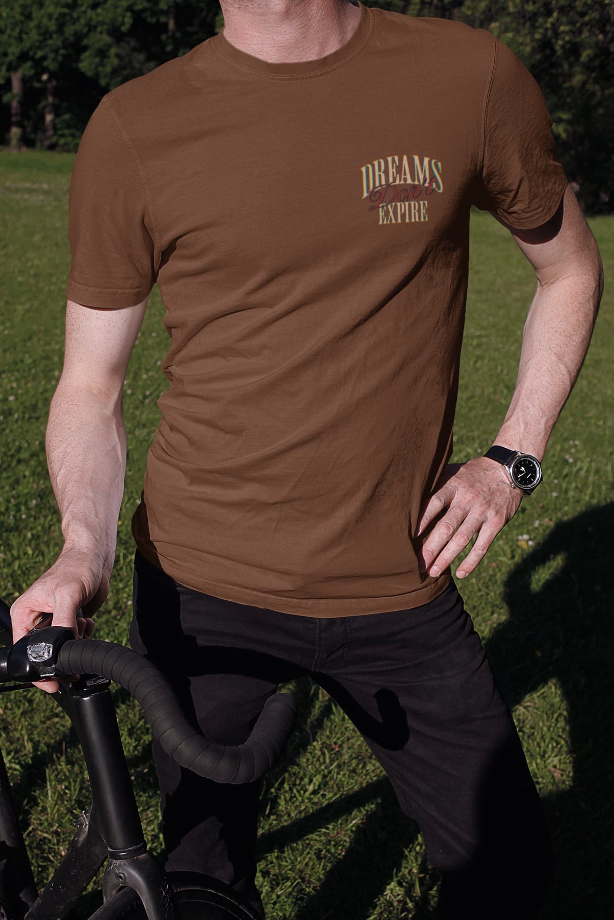 Men's Coffee Brown Round Neck T-shirts