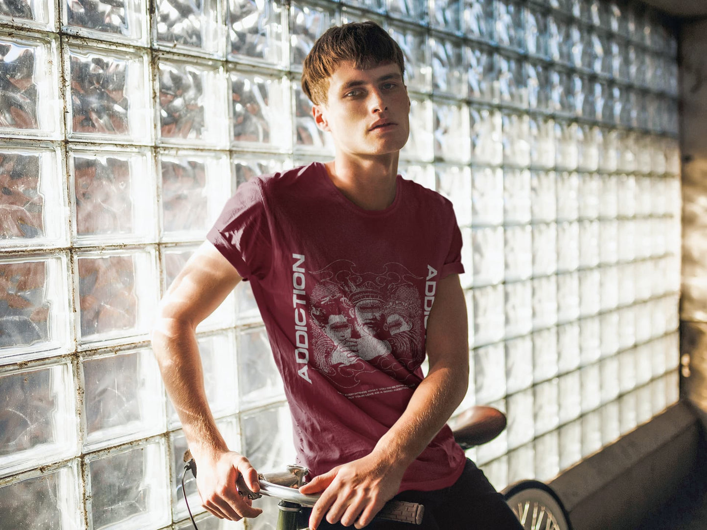 Men's Maroon Round Neck T-shirt