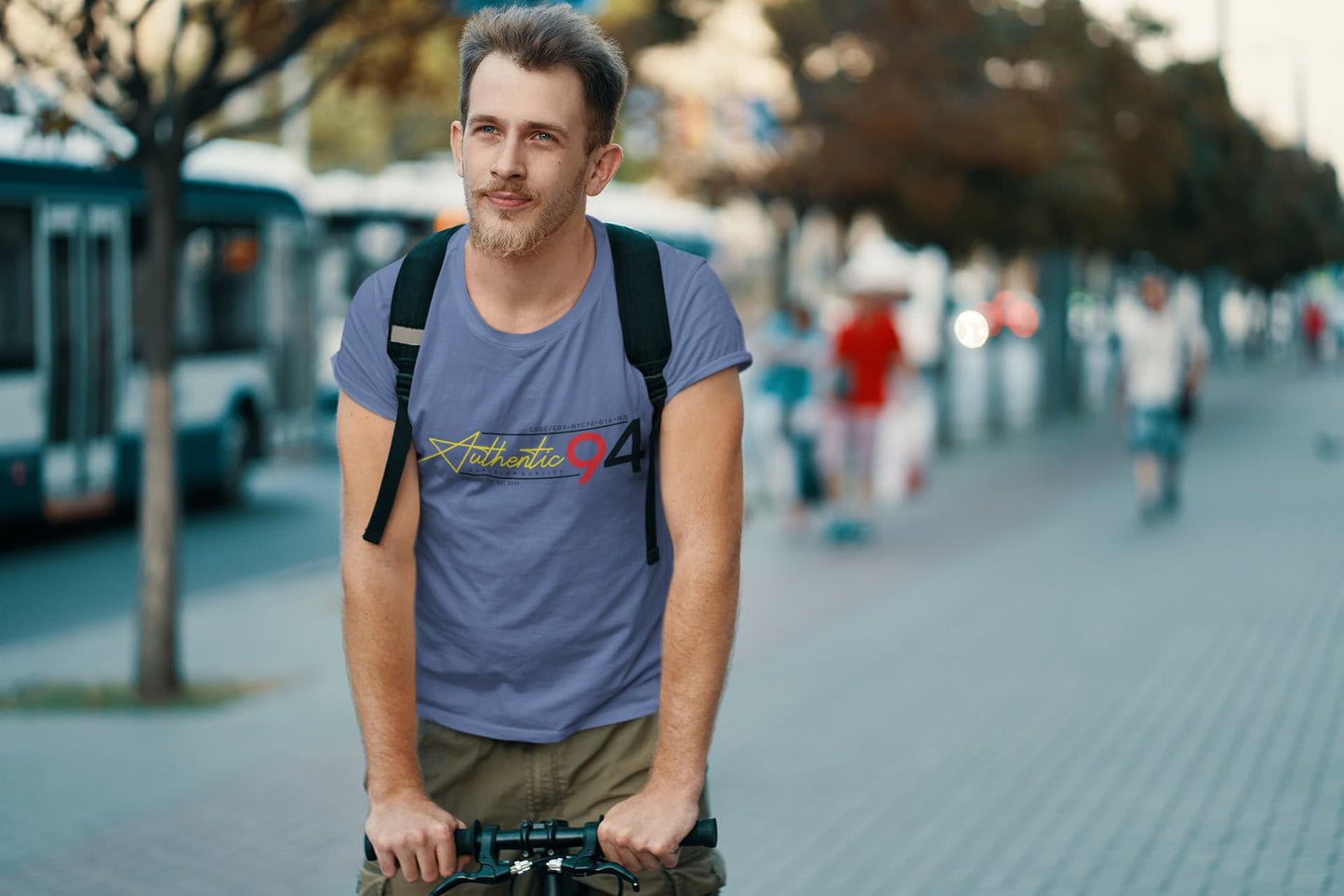 Men's Smoke Blue Round Neck T-shirt
