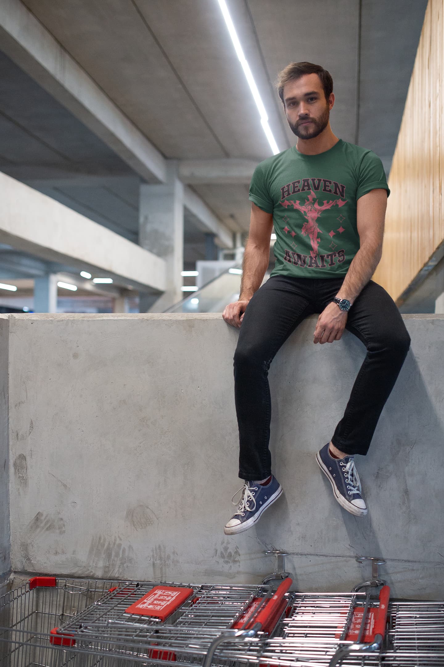 Men's Olive Green Round Neck T-shirt