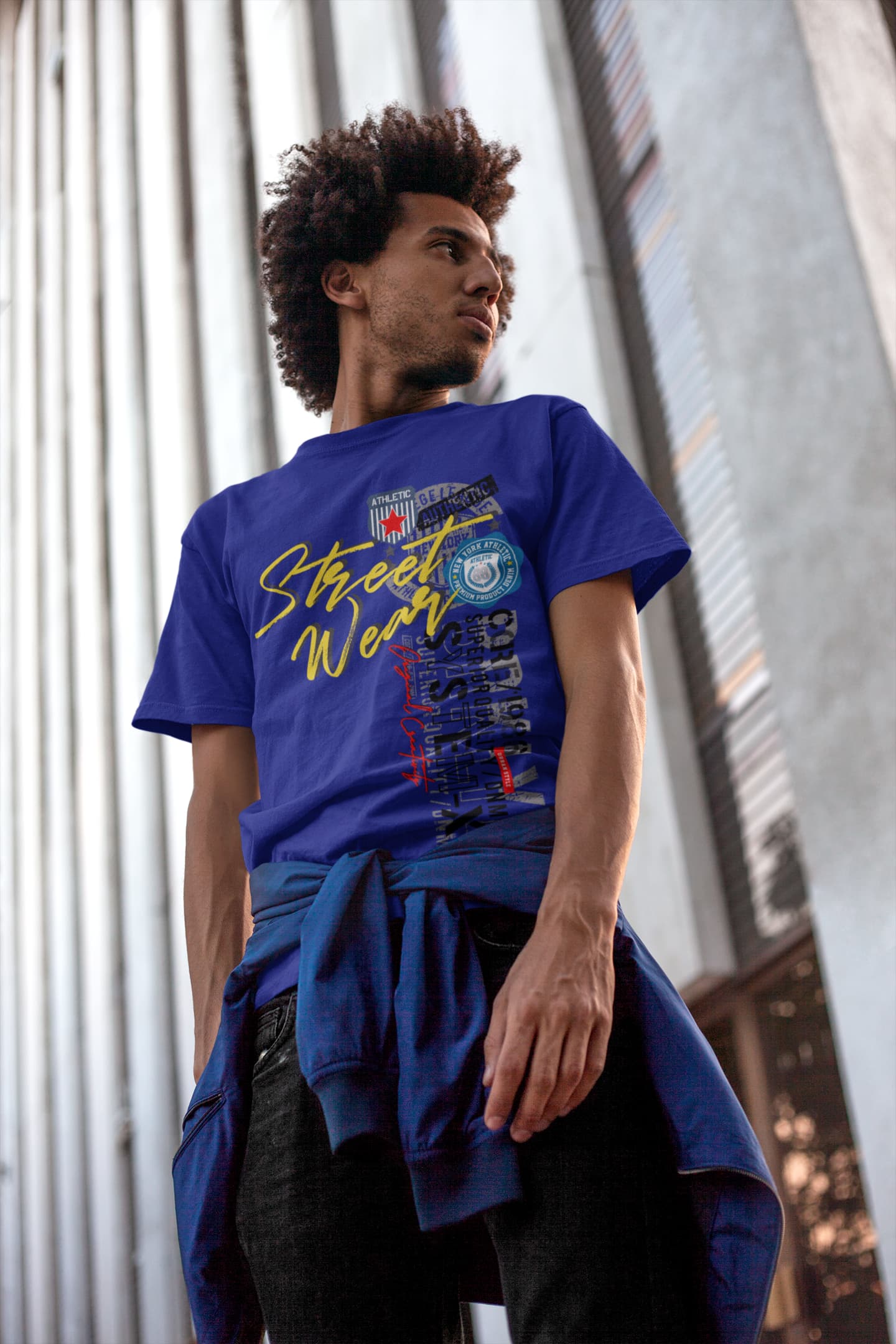 Men's Royal Blue Round Neck T-shirts