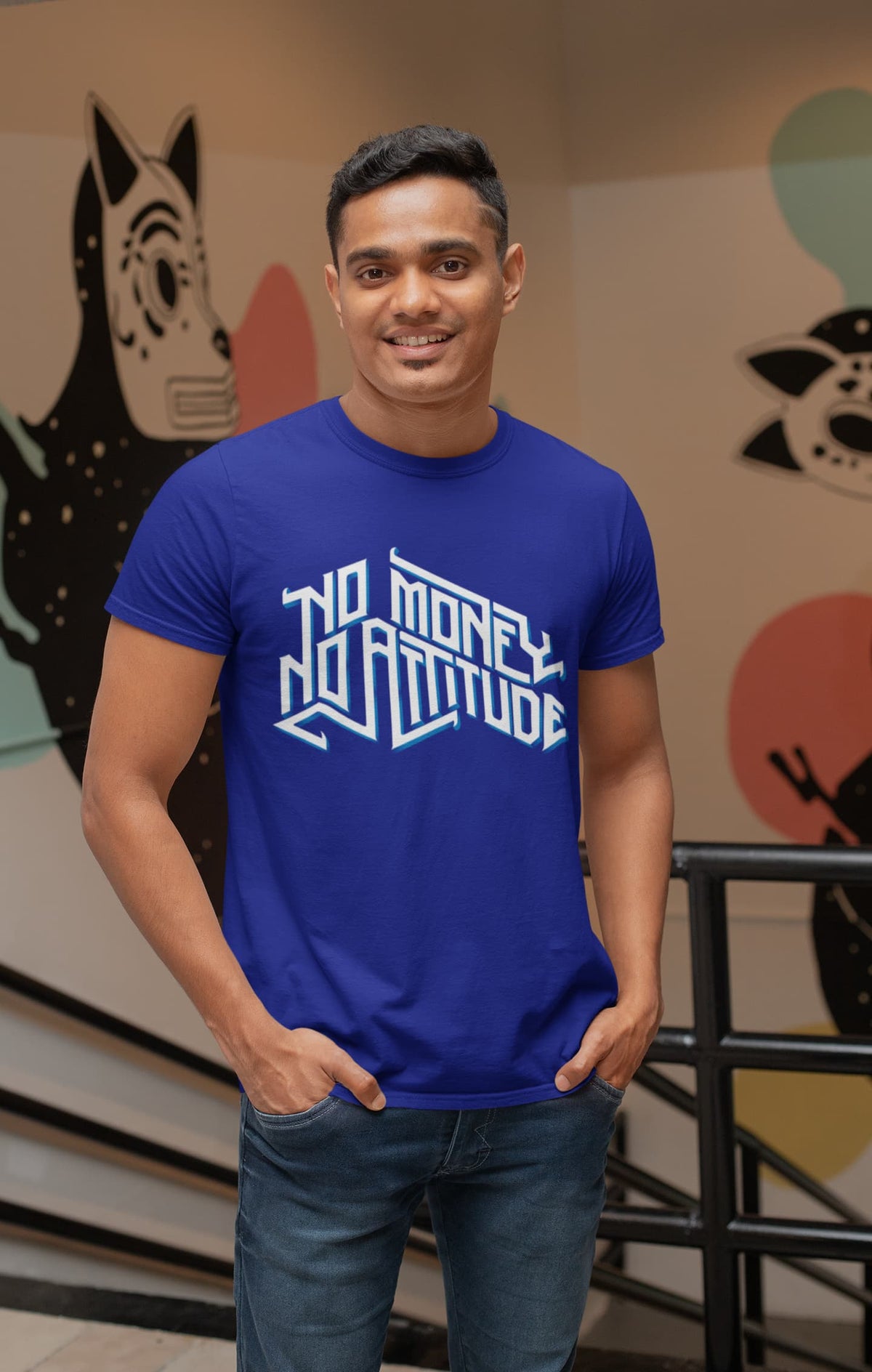 Men's Royal Blue Round Neck T-shirts