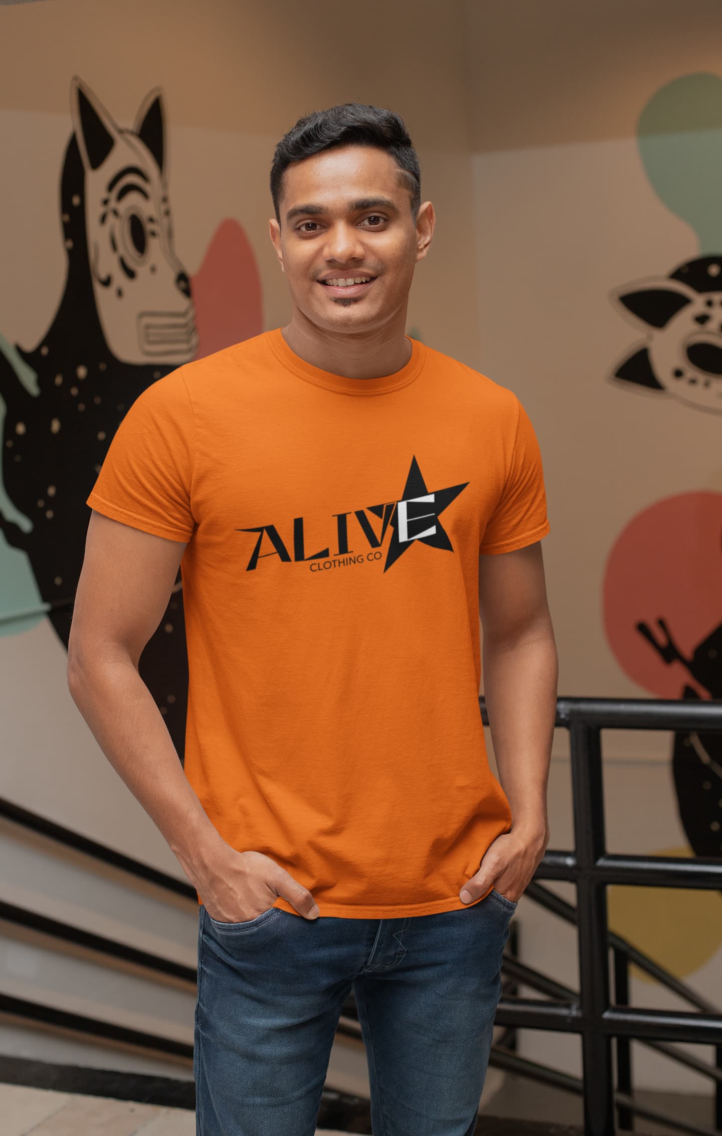 MENS ORANGE ROUNDNECK T-SHIRT
