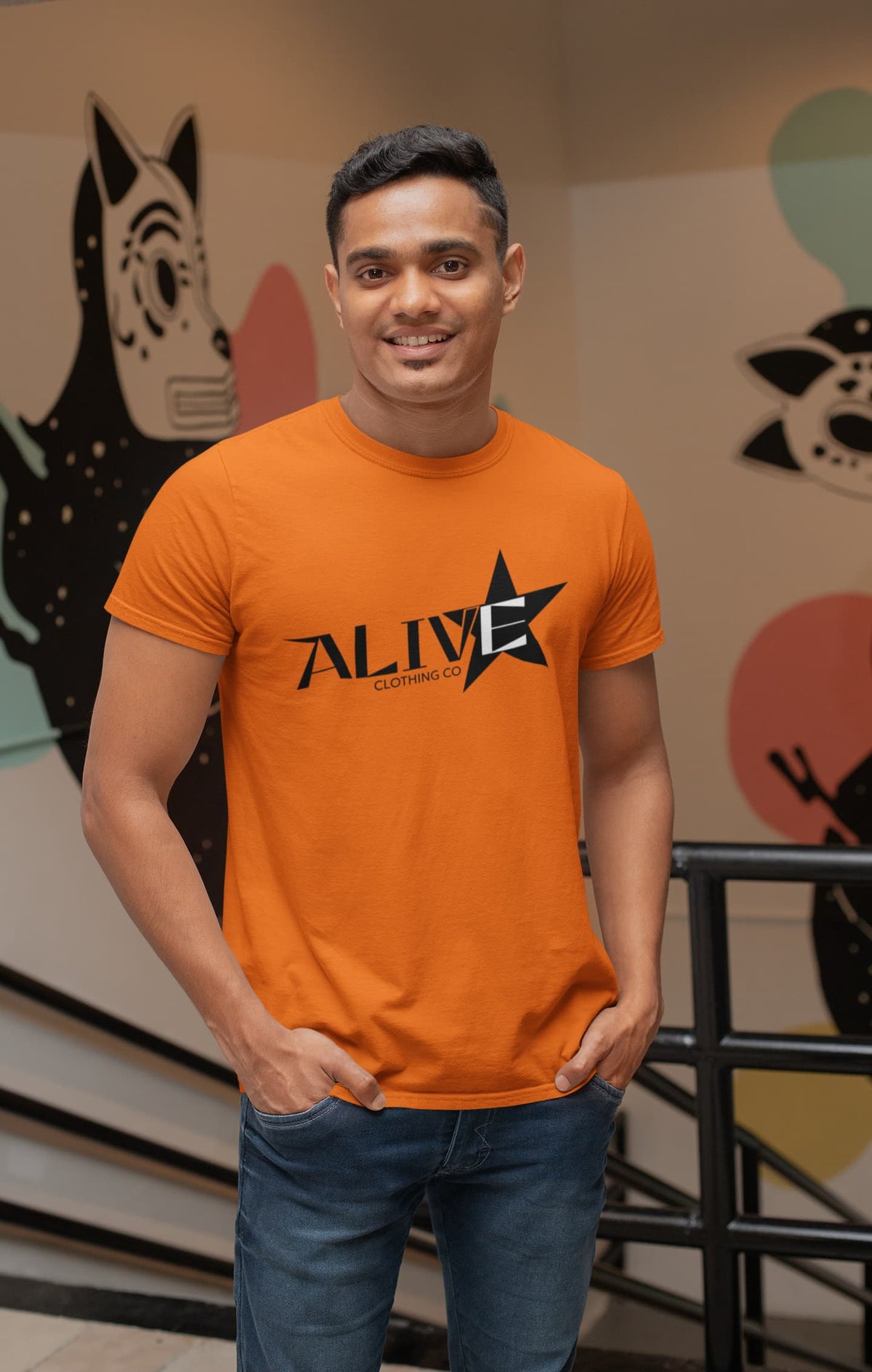 Karavirs® Alert Orange graphic tee for men India