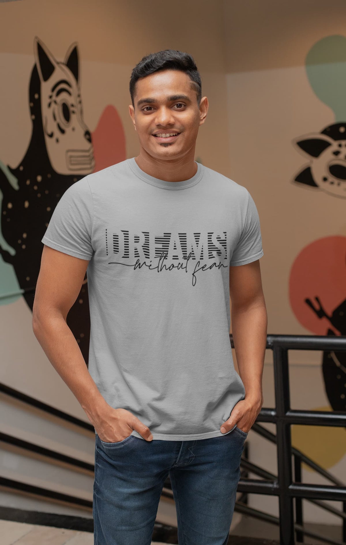 Men's Melange Grey Round Neck T-shirts