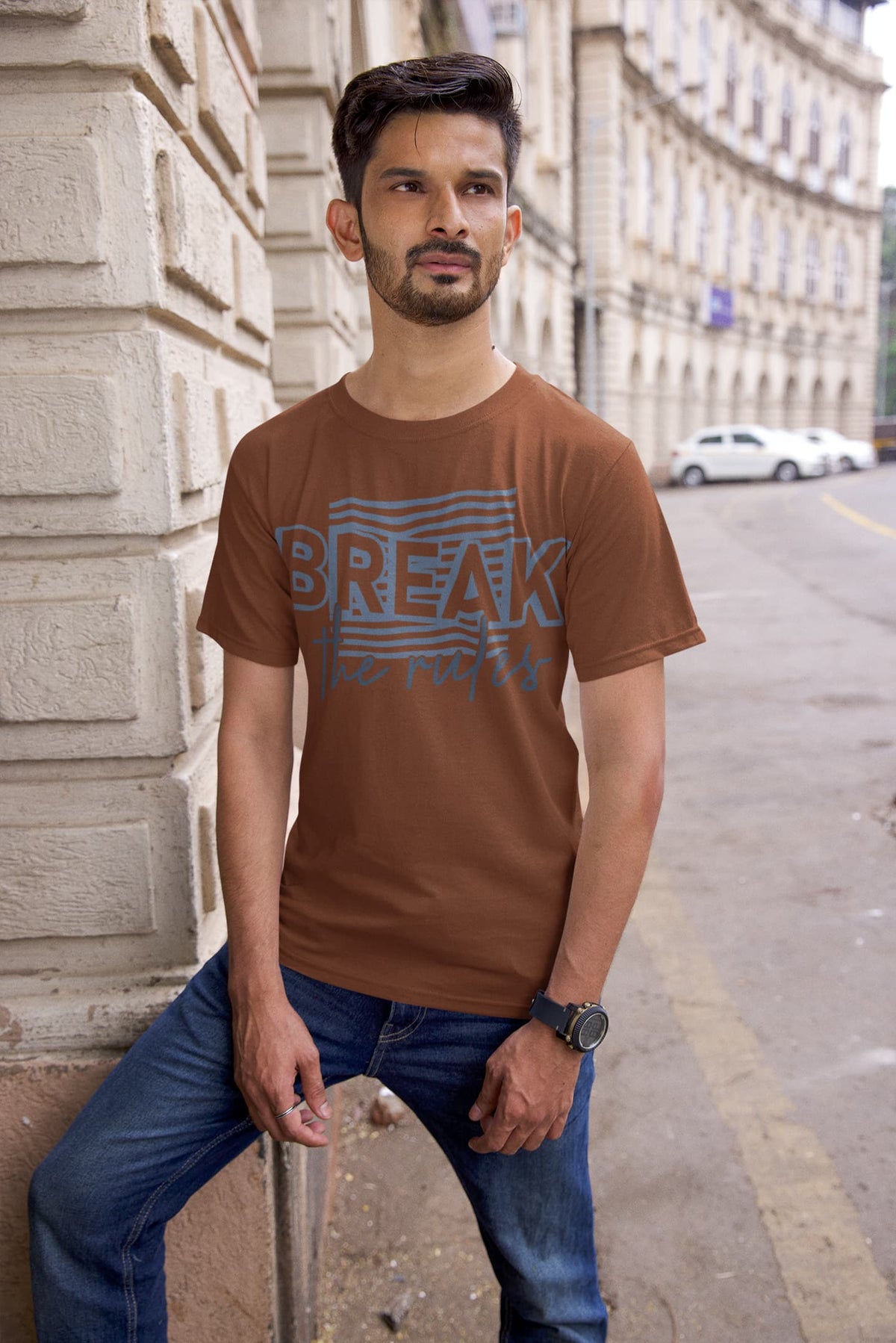 Karavirs® Decree Coffee Brown graphic tee for men India