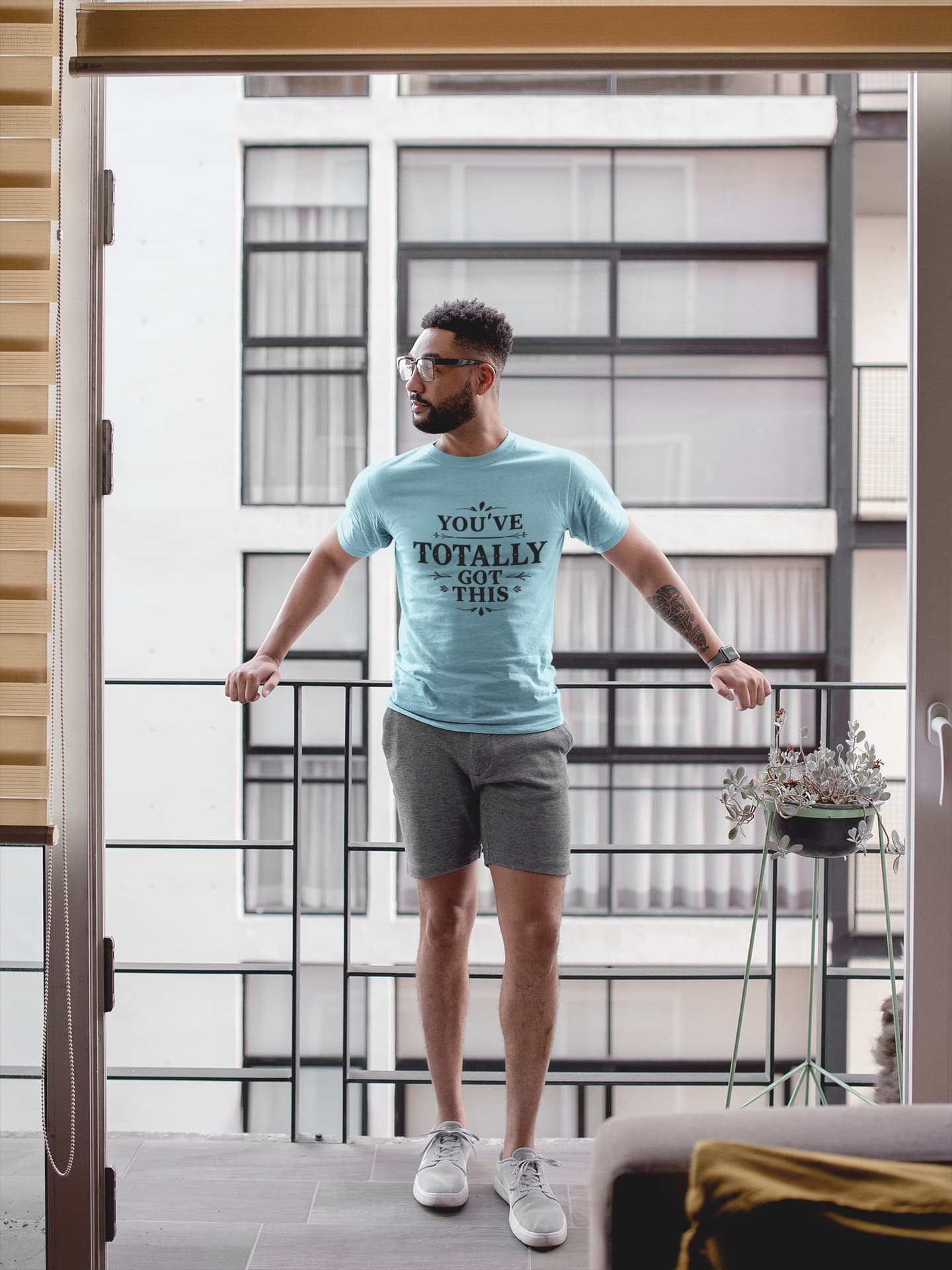 MENS SURF BLUE ROUNDNECK T-SHIRT