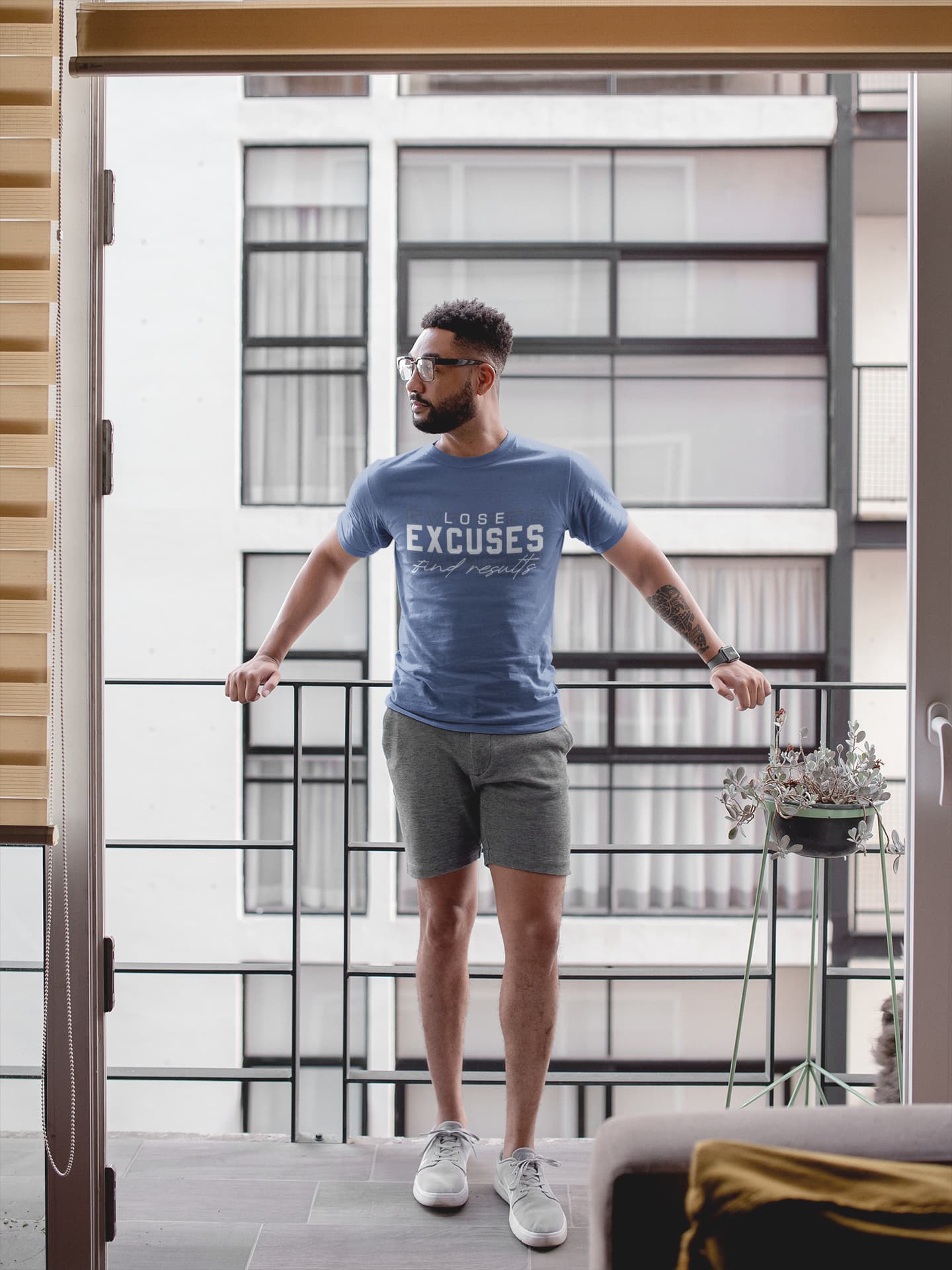 Men's Smoke Blue Round Neck T-shirts