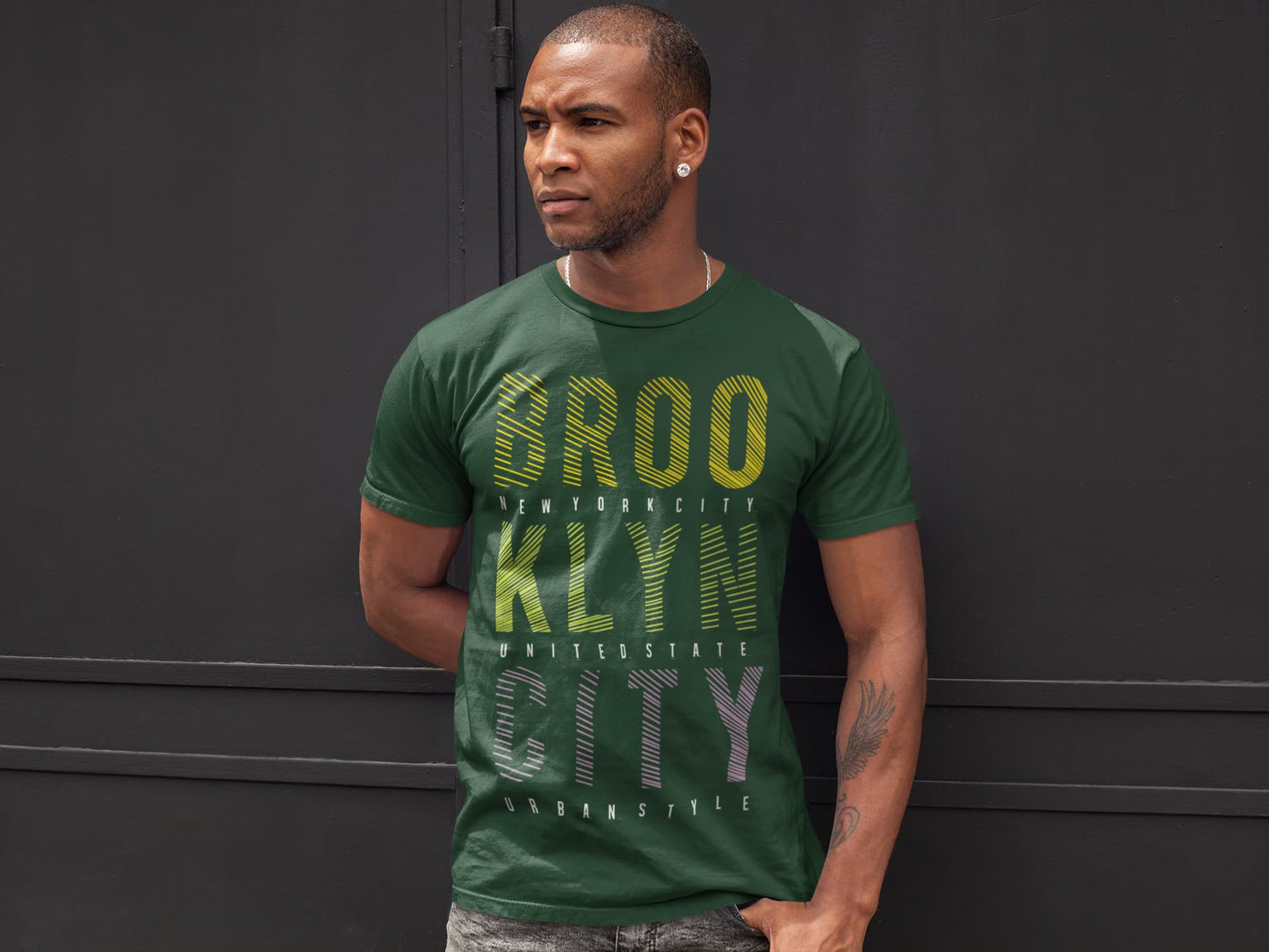 Men's Olive Green Round Neck T-shirts
