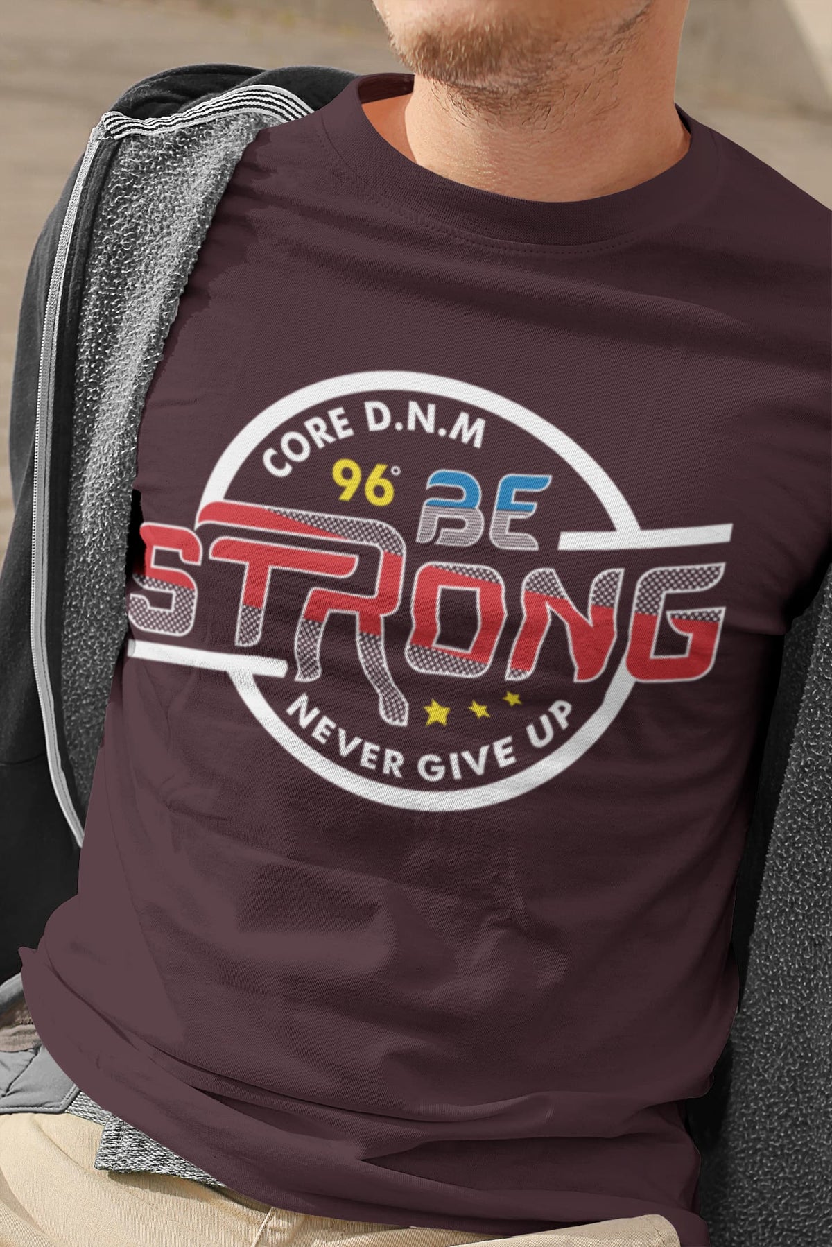 Men's Burgundy Round Neck T-shirts