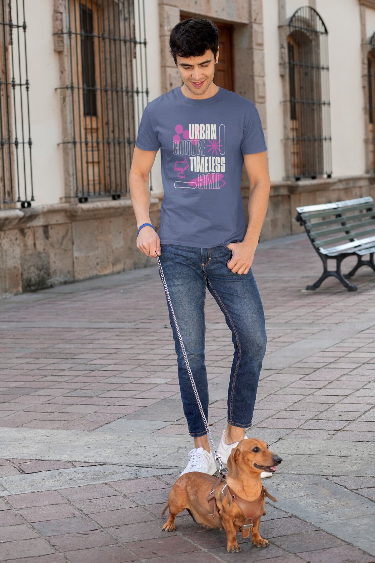 MENS SMOKE BLUE ROUNDNECK T-SHIRT