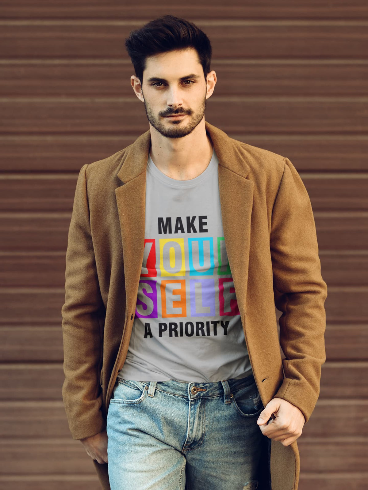 Karavirs® Yourself Melange Grey graphic tee for men India