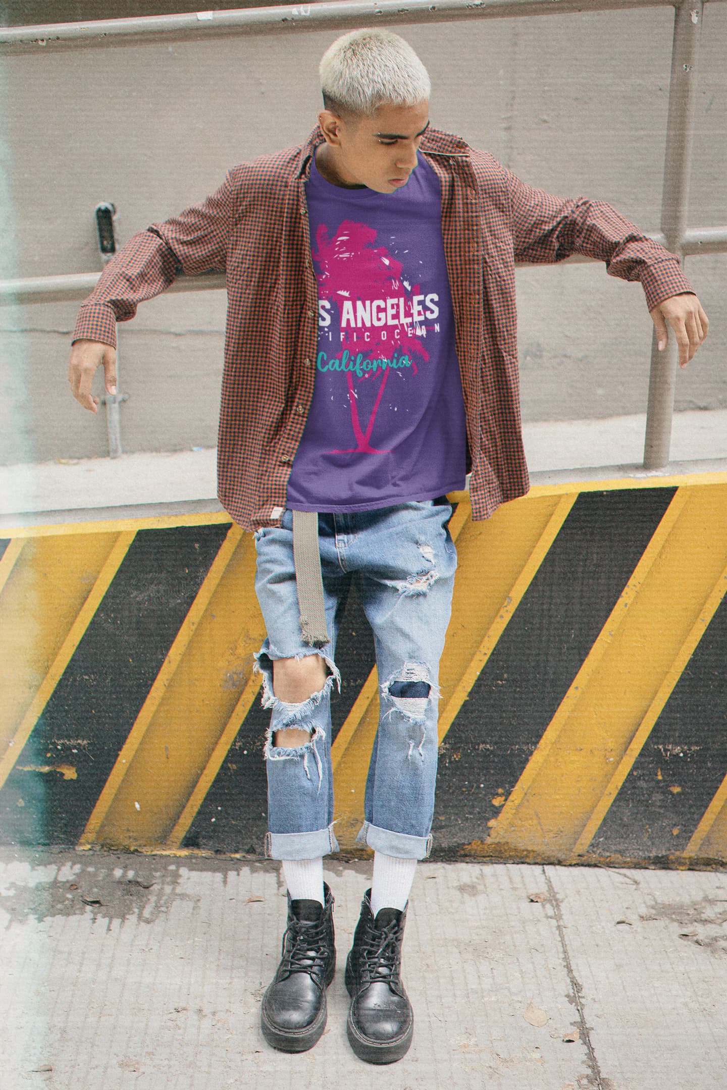 Men's Purple Round Neck T-shirts