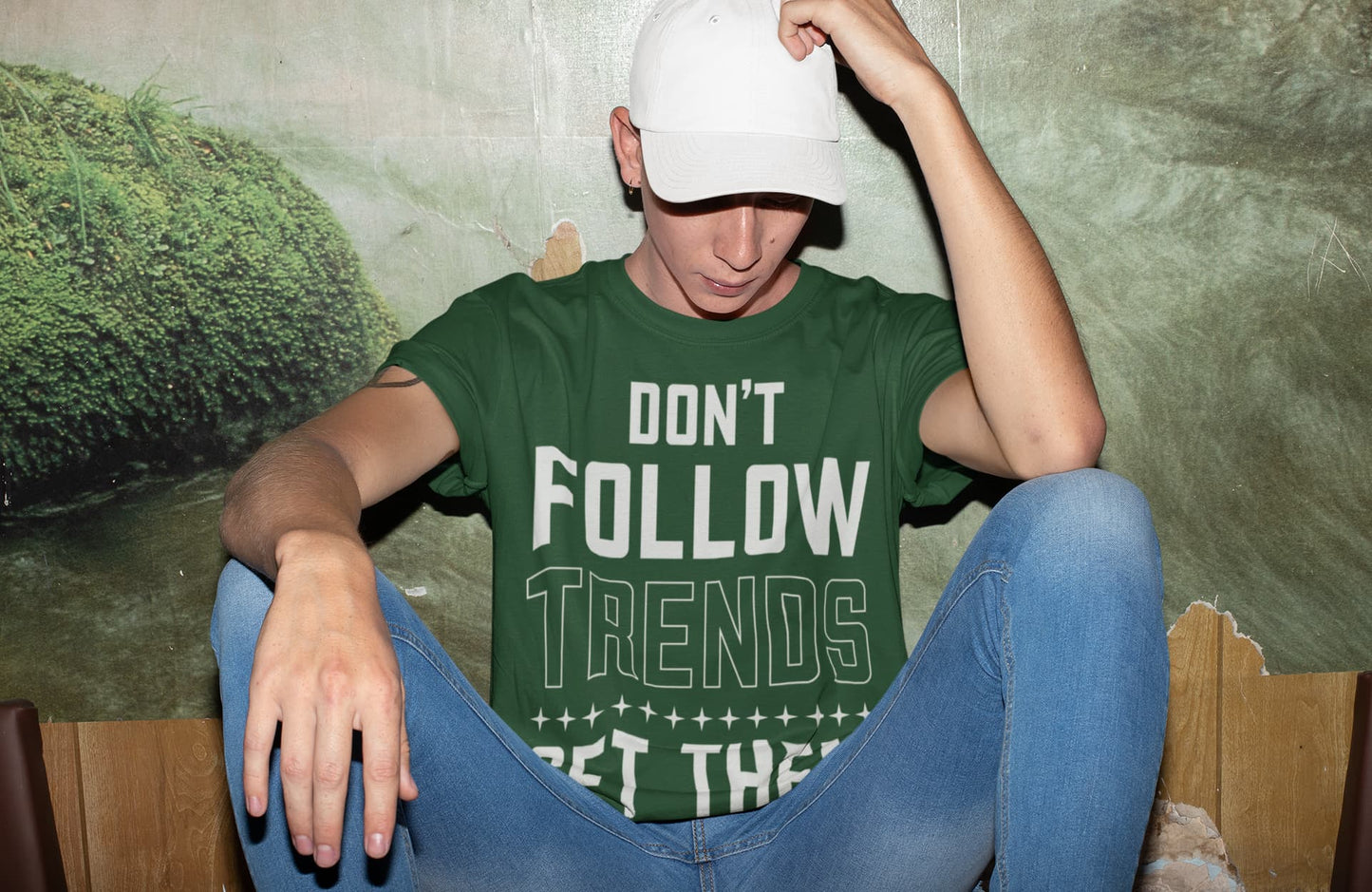 Men's Olive Green Round Neck T-shirts