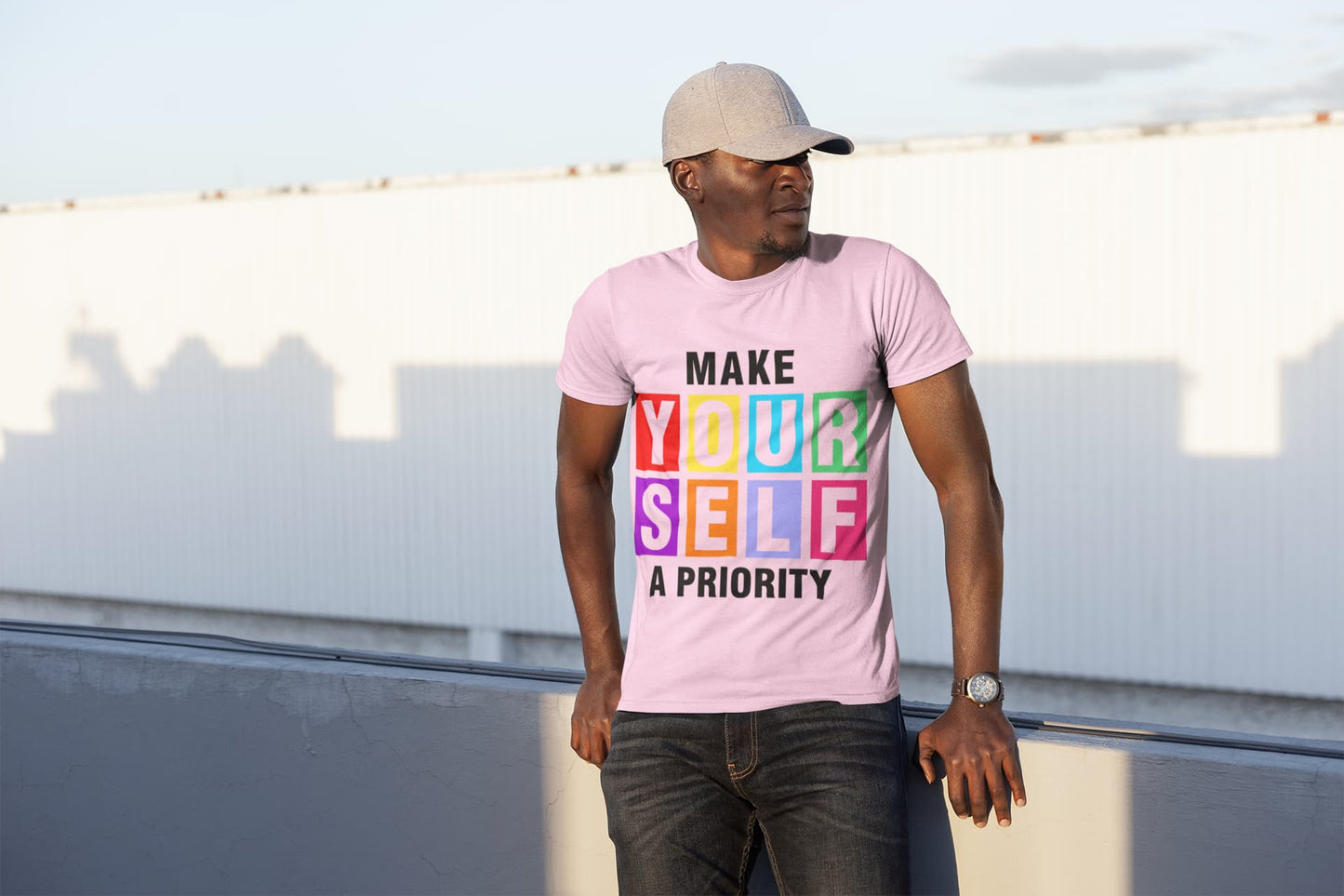 Men's Light Pink Round Neck T-shirts