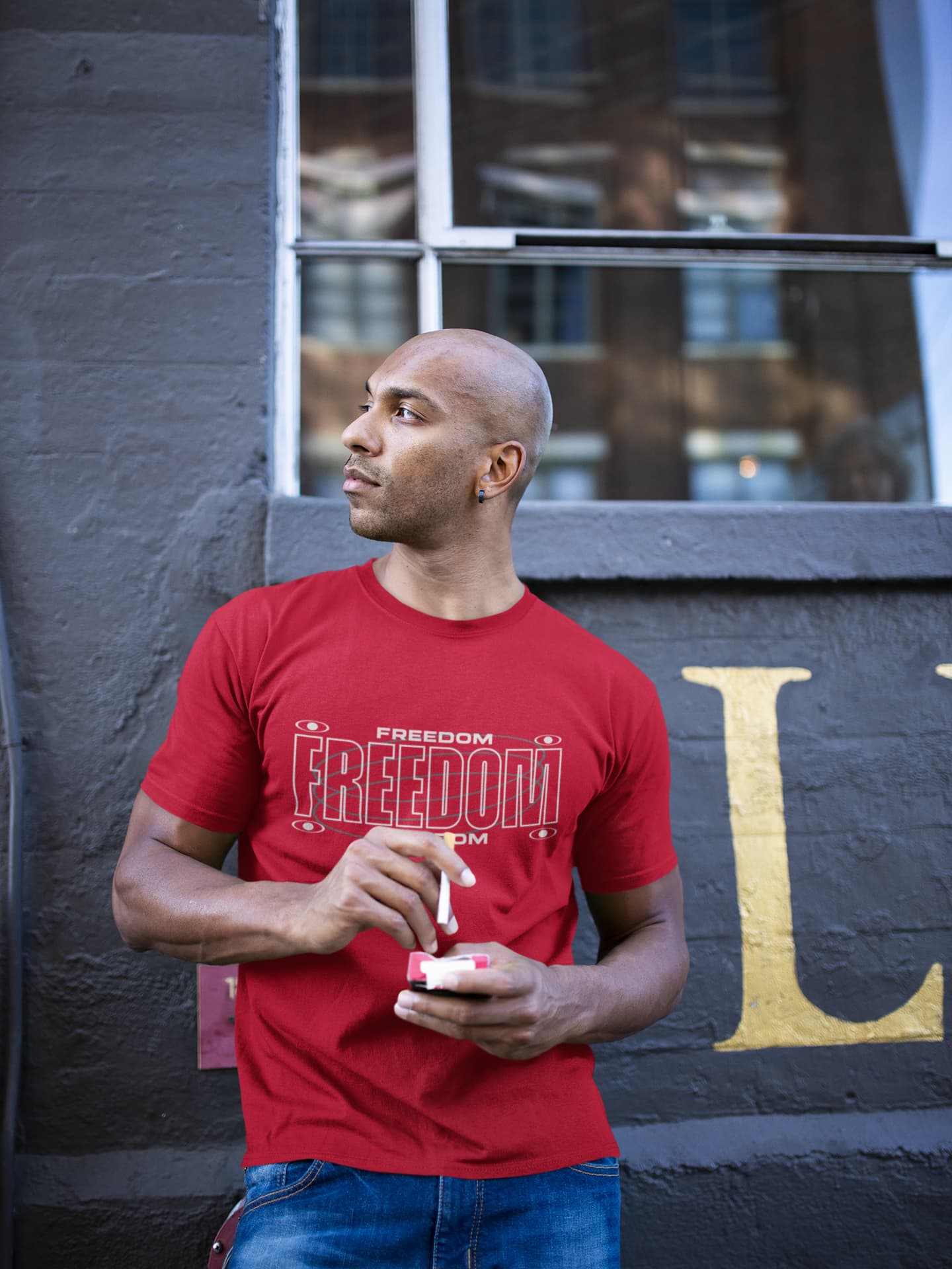 MENS RED ROUNDNECK T-SHIRT