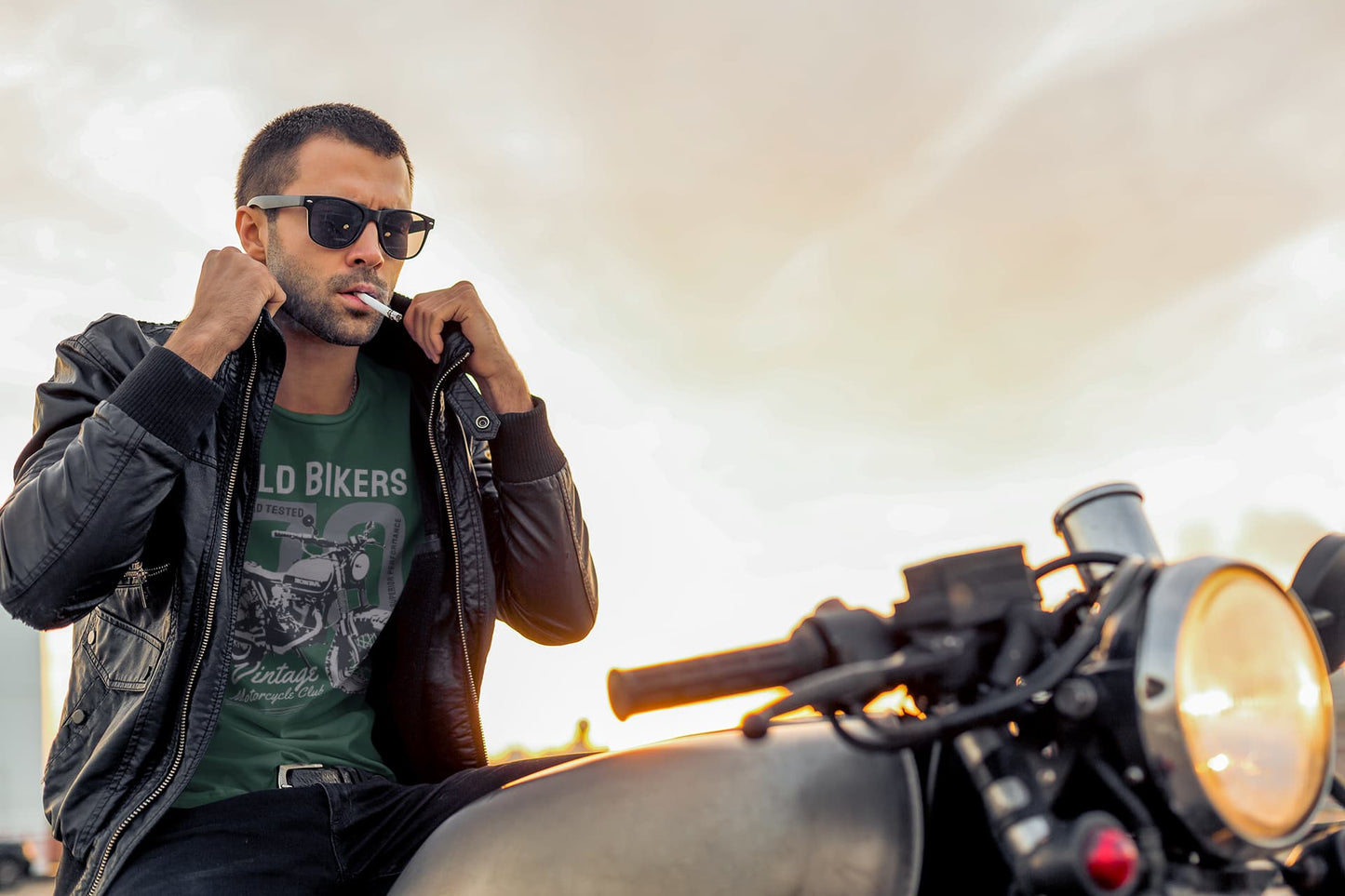 Men's Olive Green Round Neck T-shirts
