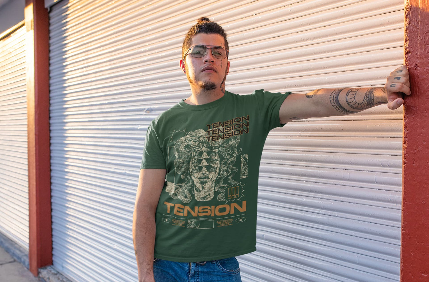 Men’s Olive Green Round Neck T-shirts