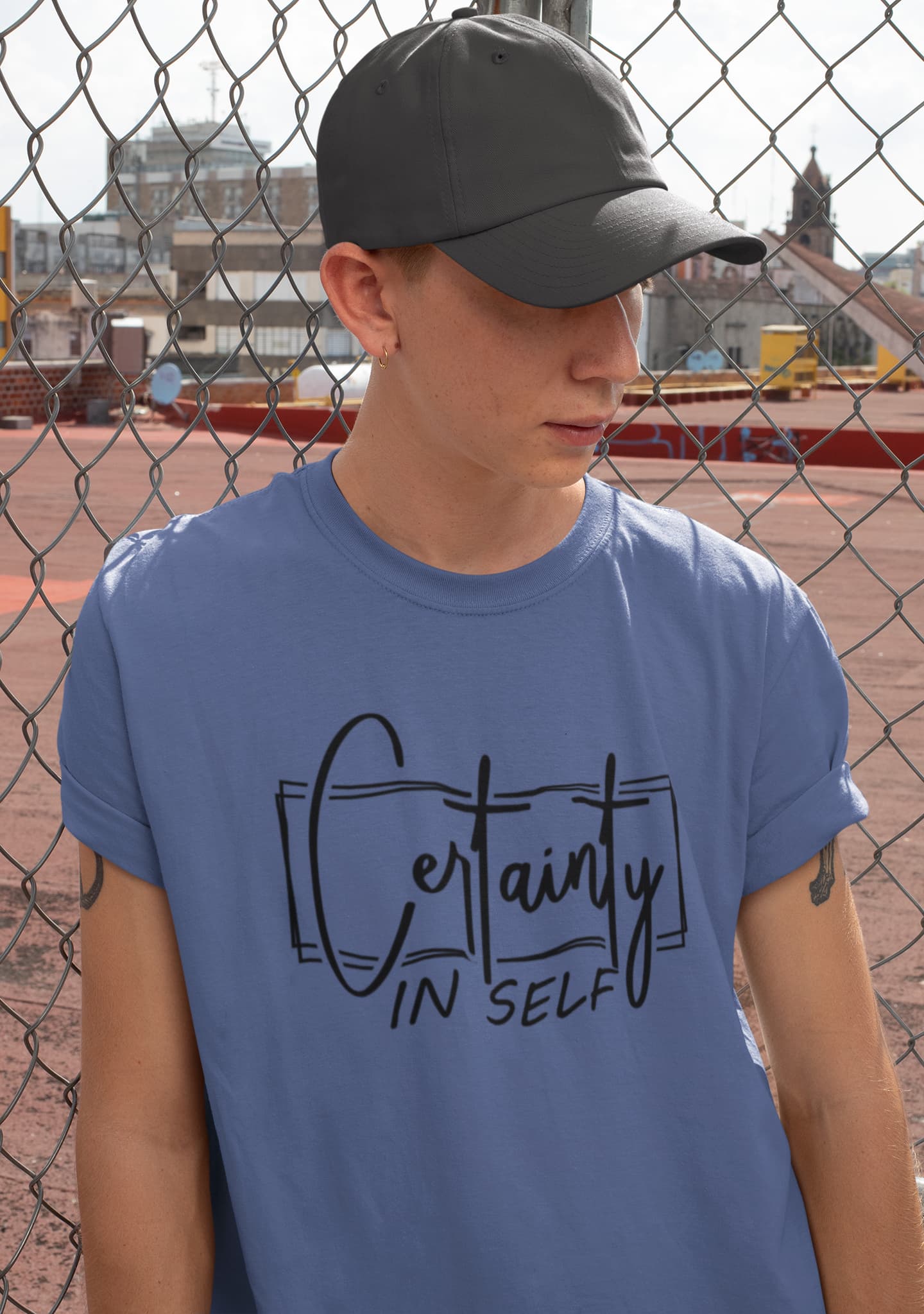 MENS SMOKE BLUE ROUNDNECK T-SHIRT