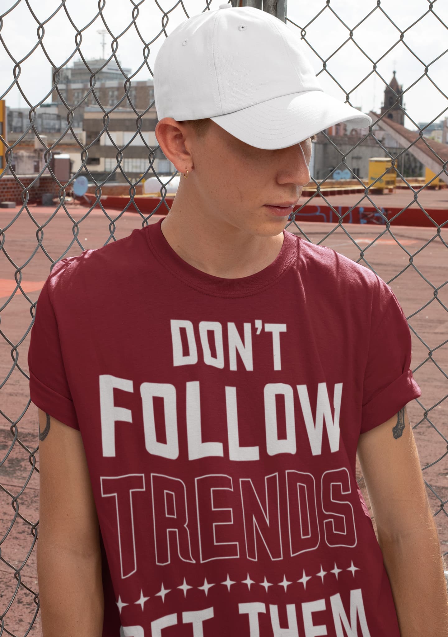 Men's Burgundy Round Neck T-shirts