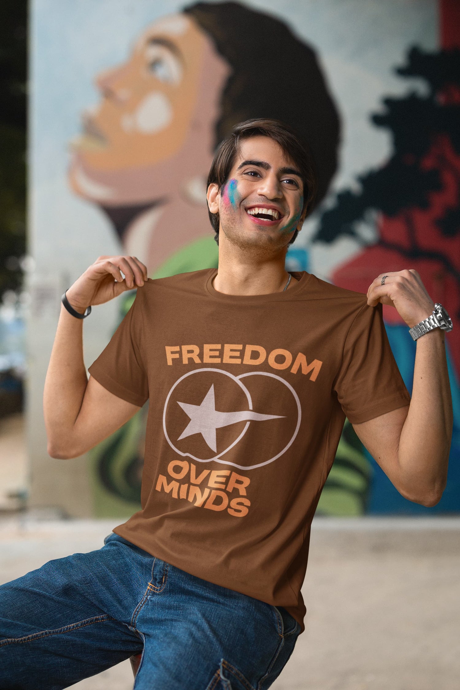 MENS COFFEE BROWN ROUNDNECK T-SHIRT