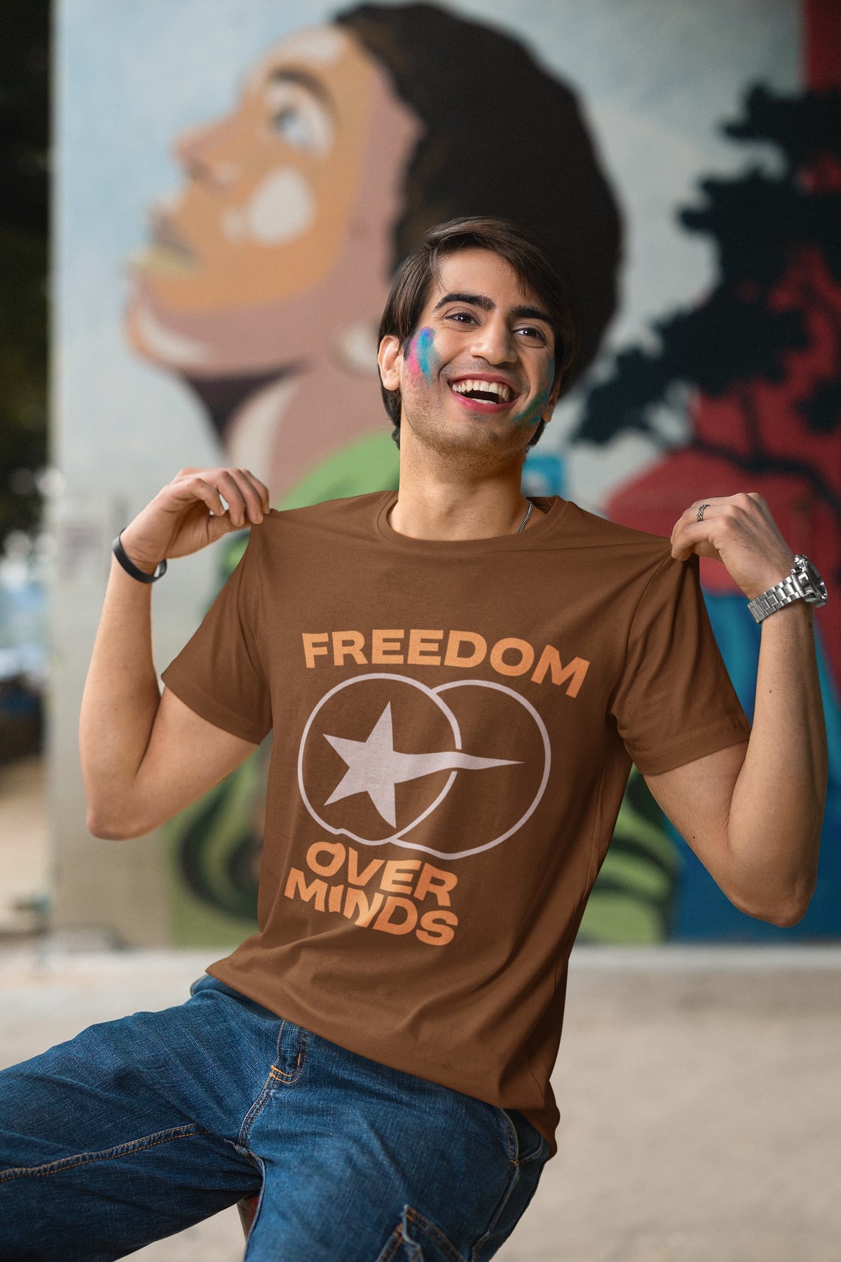 MENS COFFEE BROWN ROUNDNECK T-SHIRT