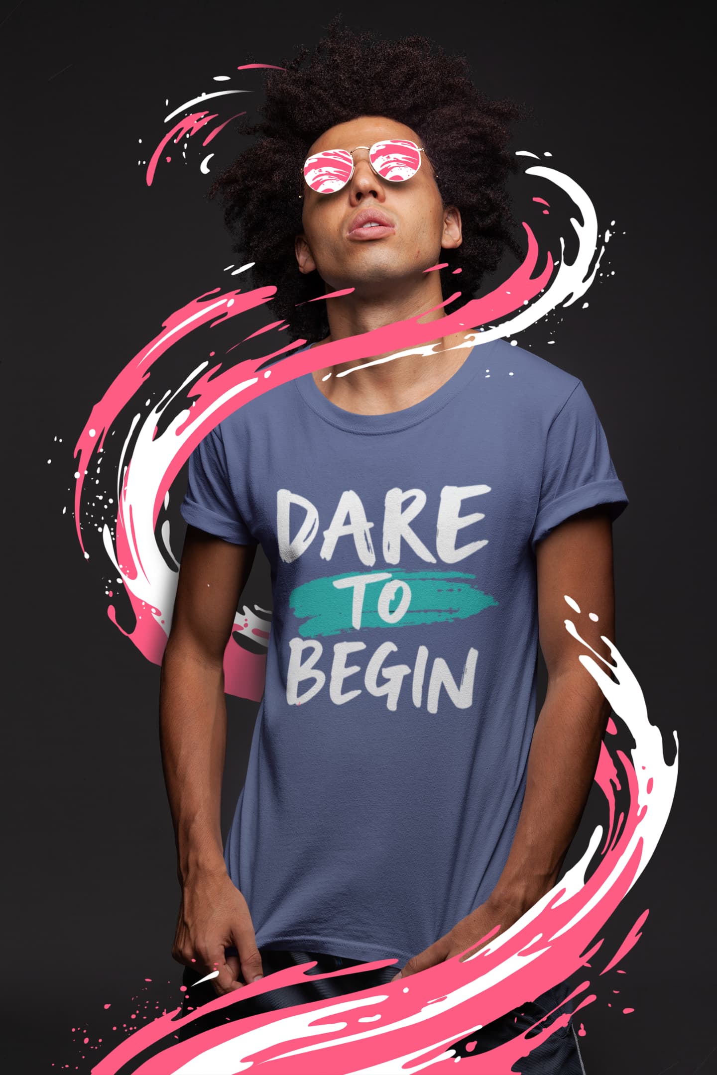 MENS SMOKE BLUE ROUNDNECK T-SHIRT