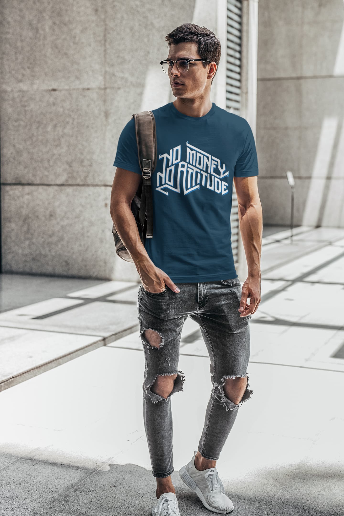 Men's Navy Blue Round Neck T-shirts