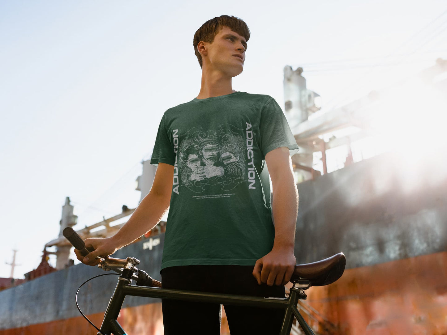 Men's Olive Green Round Neck T-shirt