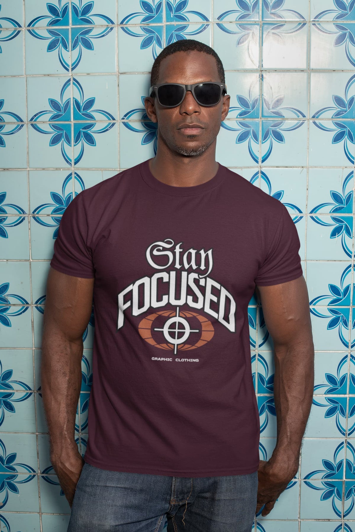 Karavirs® Stream Burgundy graphic tee for men India