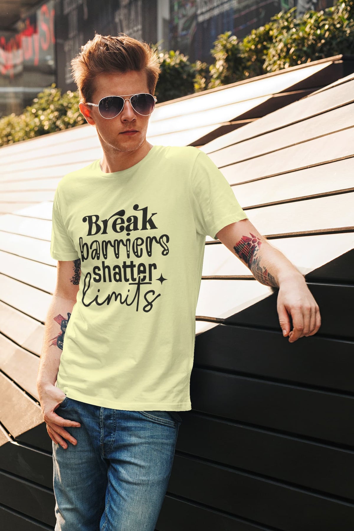 Karavirs® Break Butter Yellow graphic tee for men India