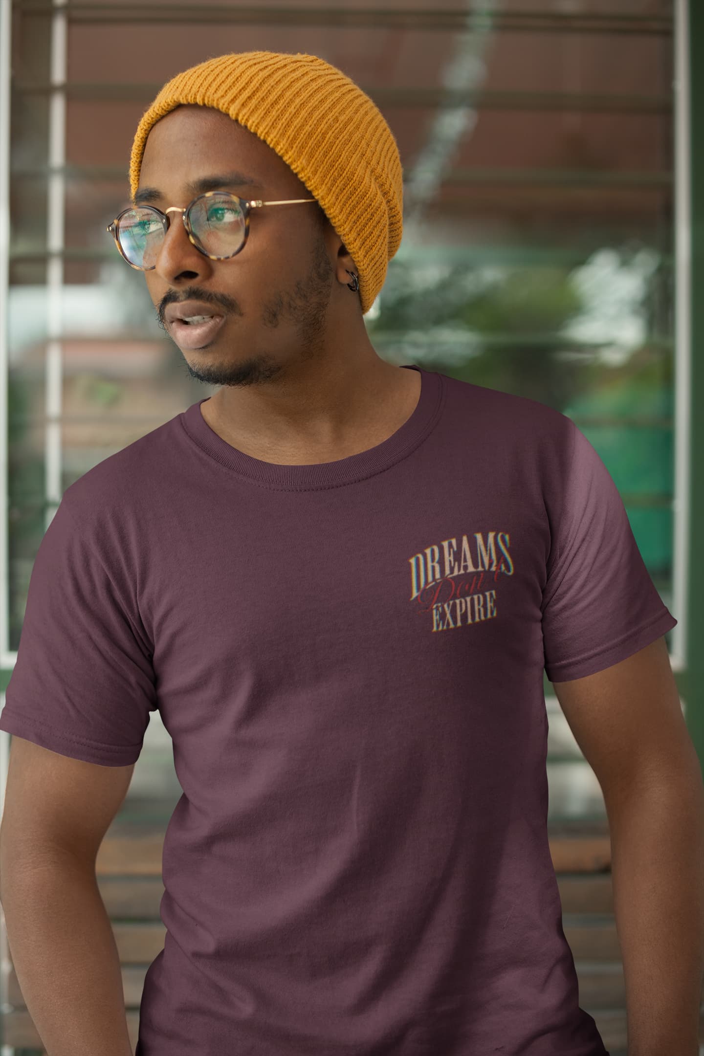 Men's Burgundy Round Neck T-shirts