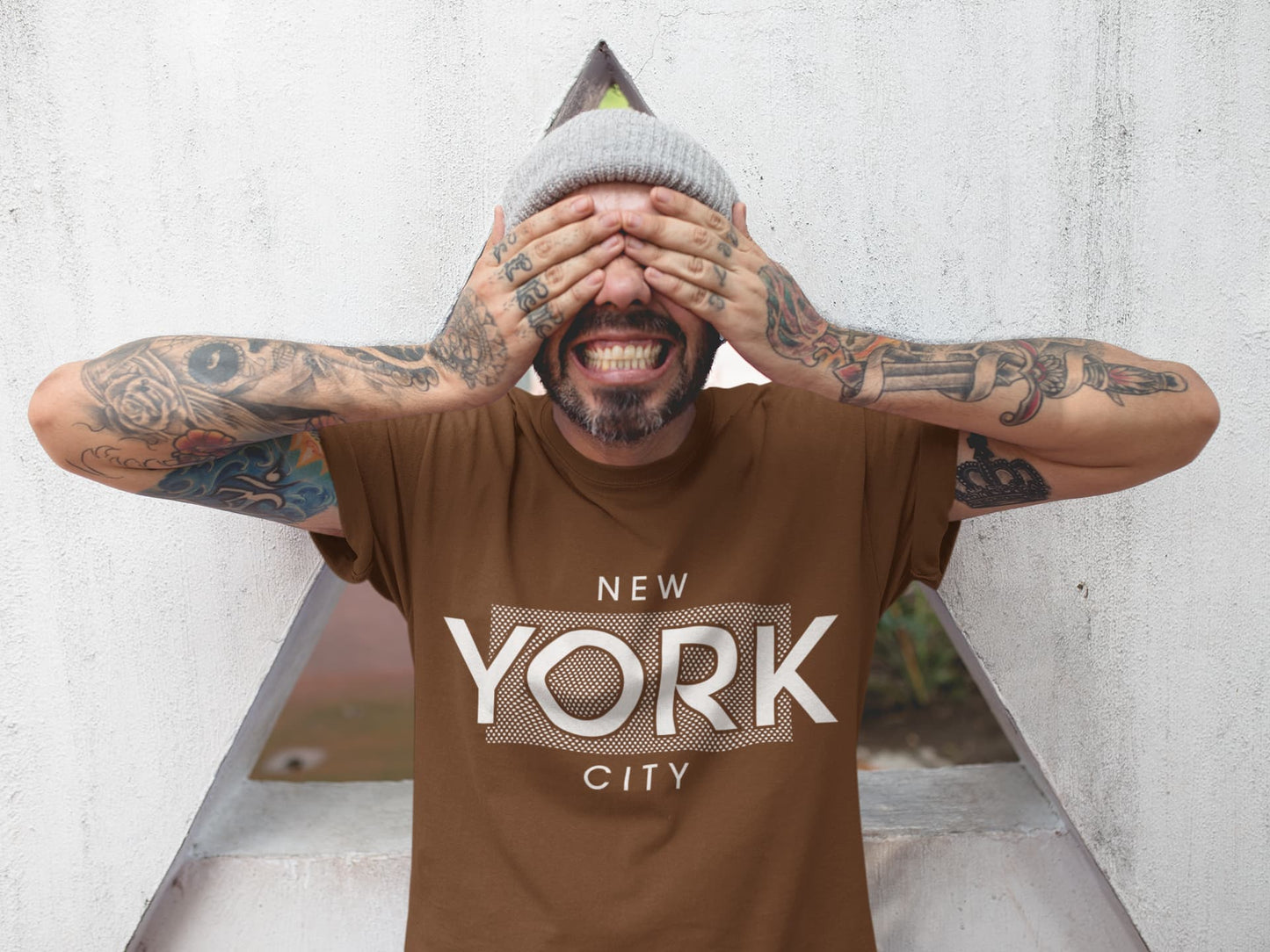 Men's Coffee Brown Round Neck T-shirts