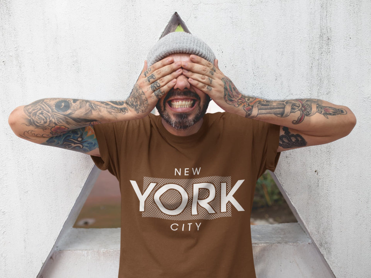 Men's Coffee Brown Round Neck T-shirts