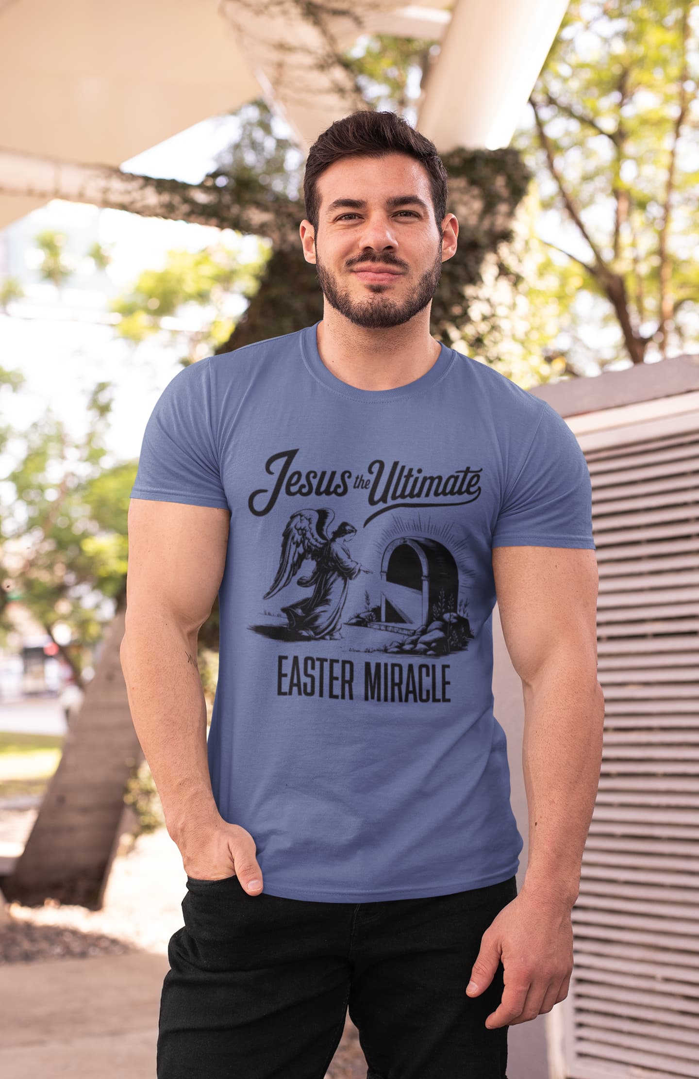 Men's Smoke Blue Round Neck T-shirts