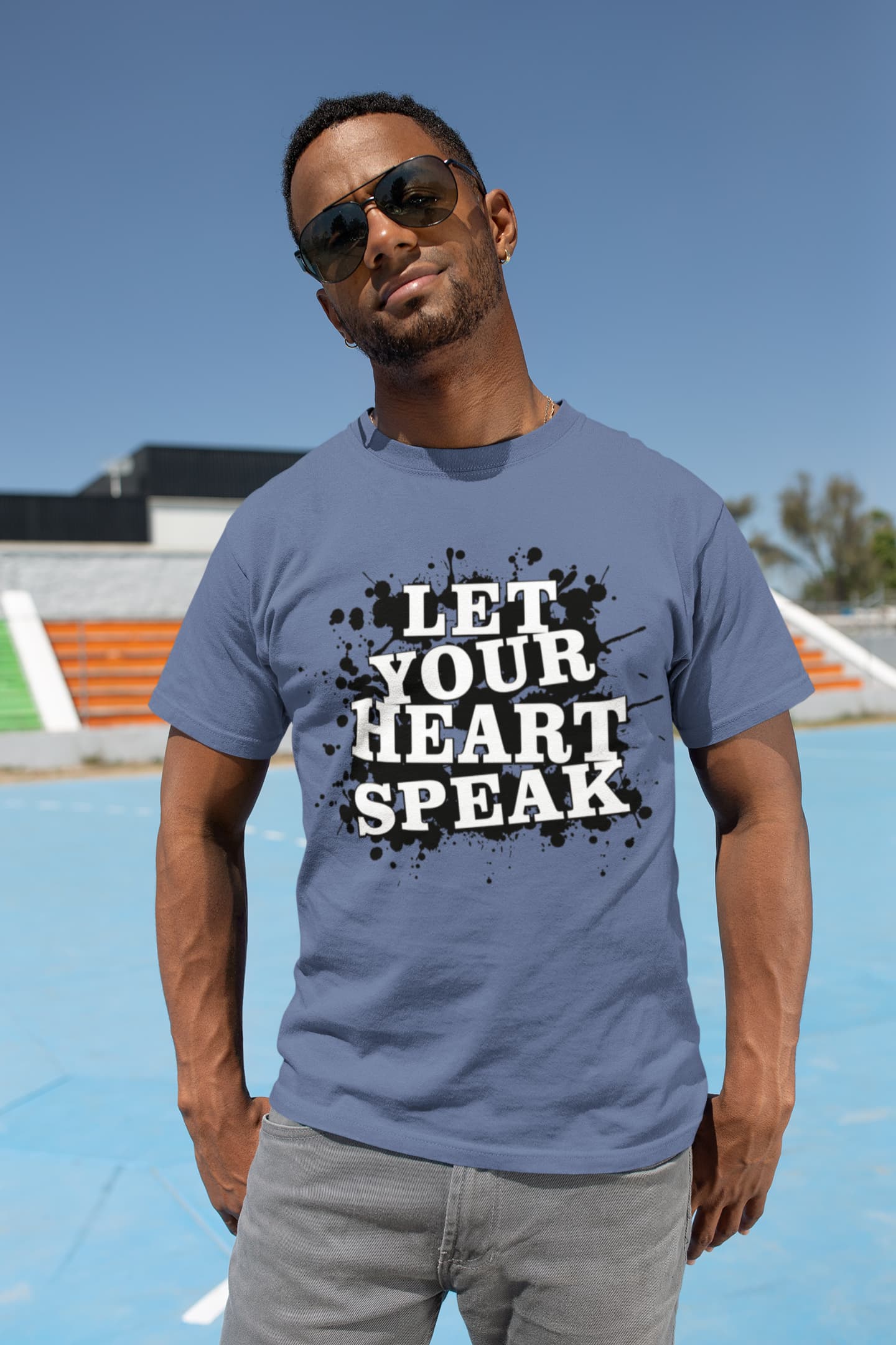 MENS SMOKE BLUE ROUNDNECK T-SHIRT