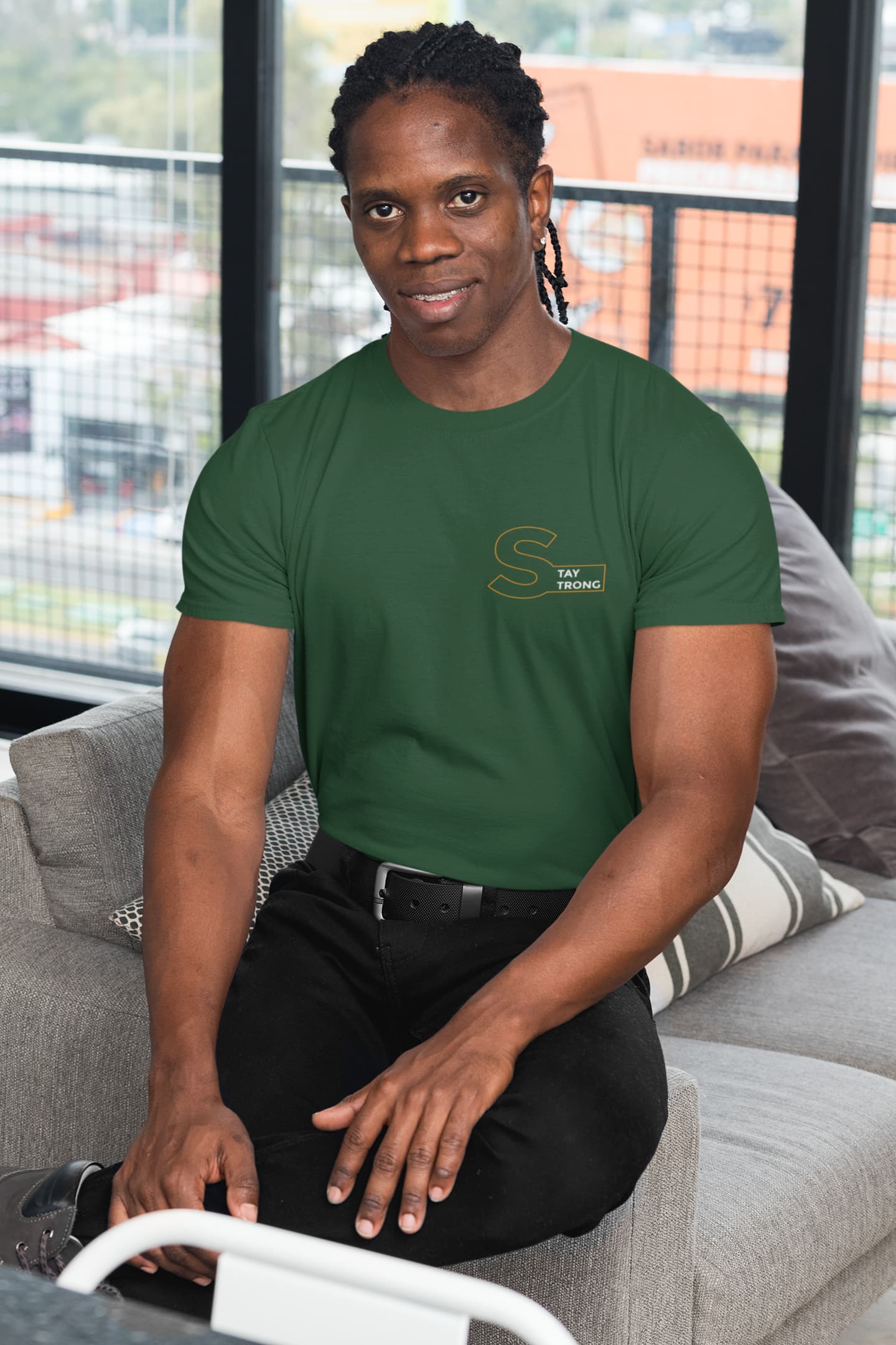 MENS OLIVE GREEN ROUNDNECK T-SHIRT
