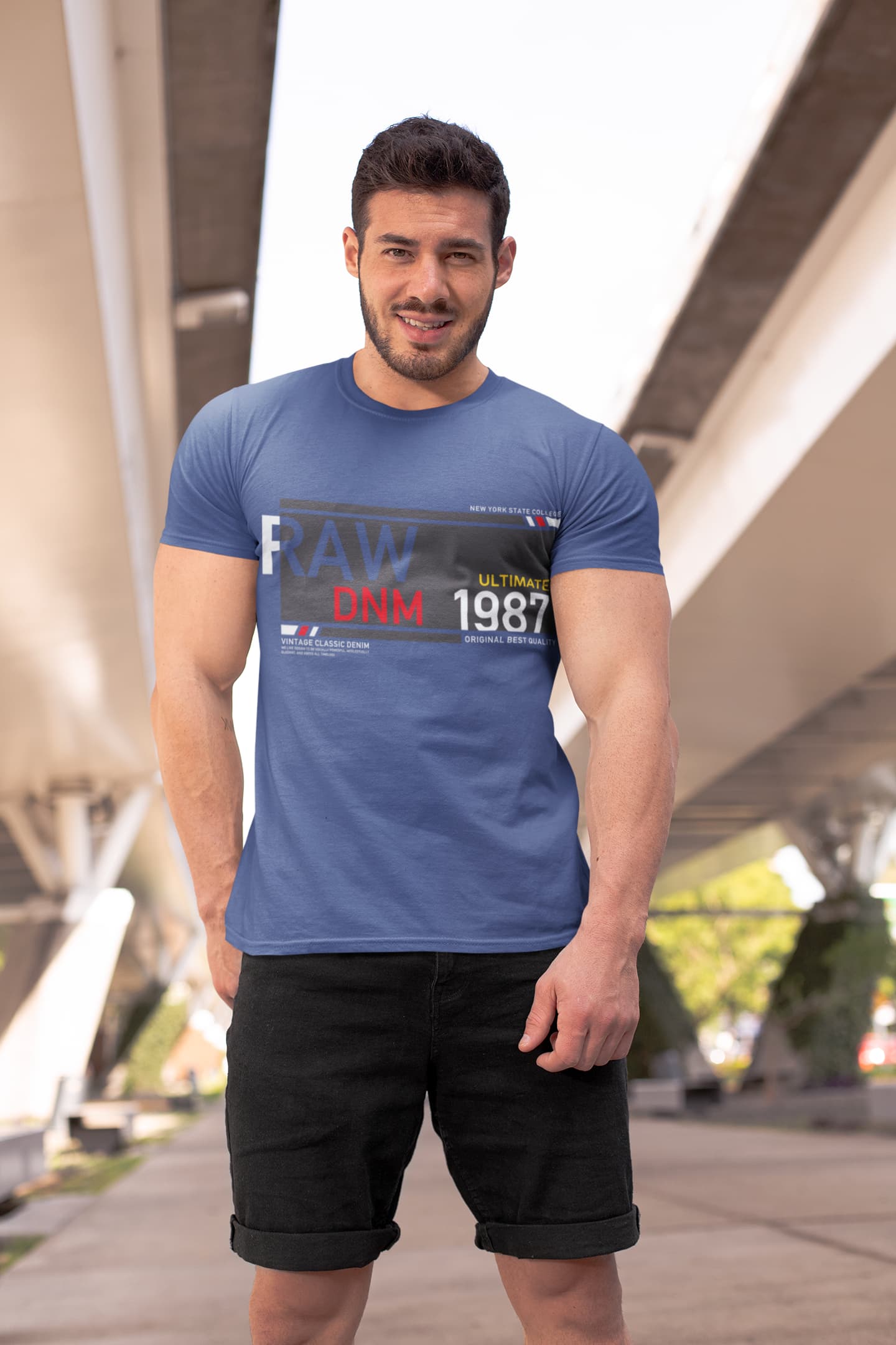 Men's Smoke Blue Round Neck T-shirts