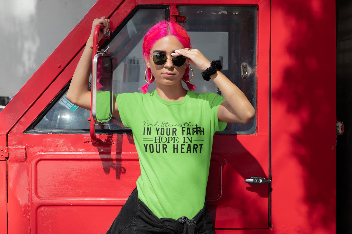 Women's Liril Green Round Neck T-shirts